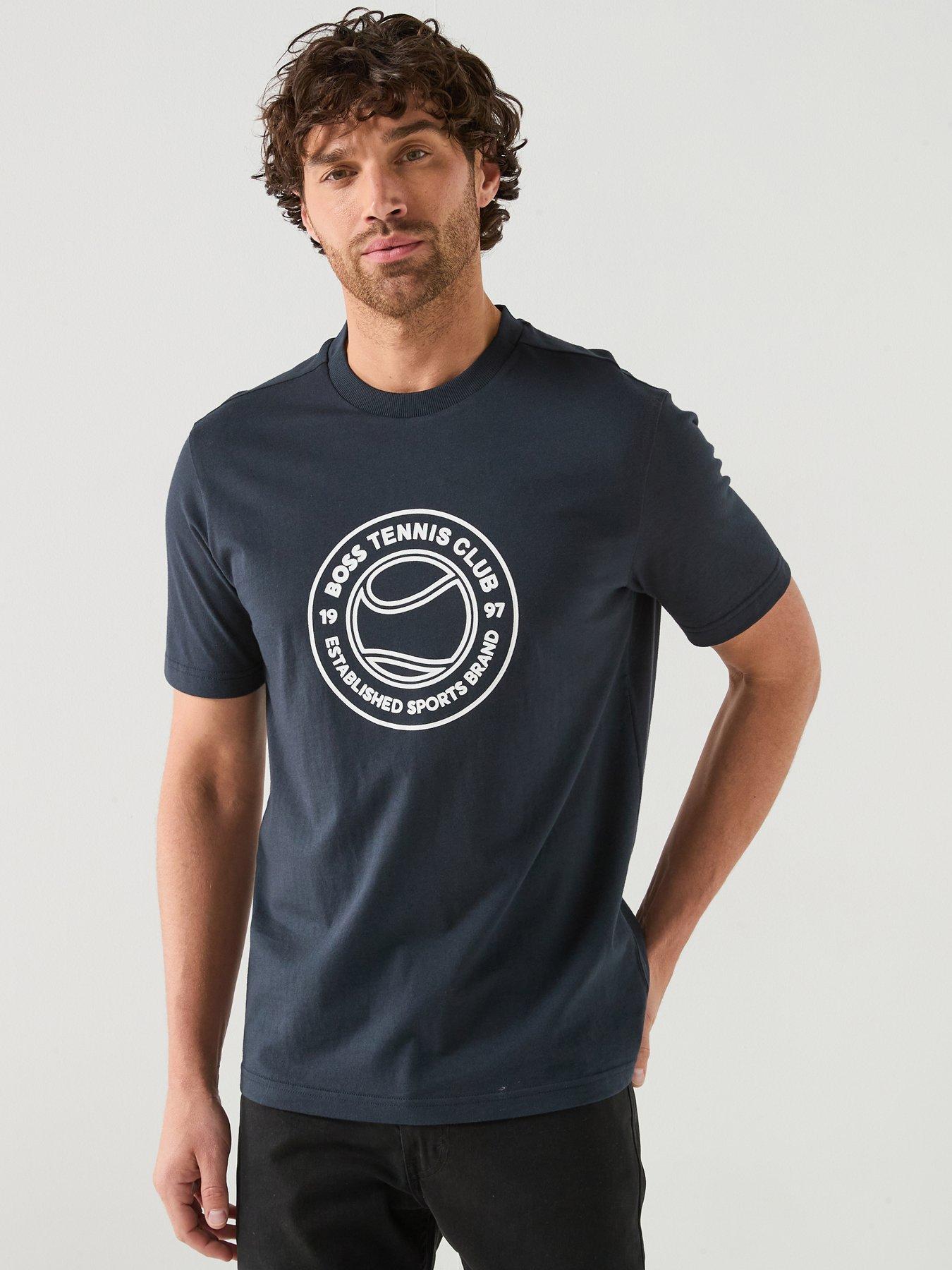 BOSS Tennis Club Front Logo Logo Relaxed Fit T-Shirt - Navy