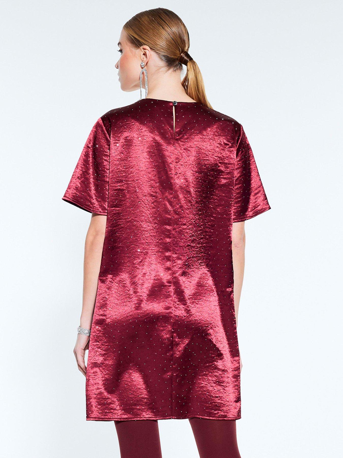 river island t shirt dress River Island Long Sleeved Tiered Smock Mini T-Shirt Dress In Black for Women