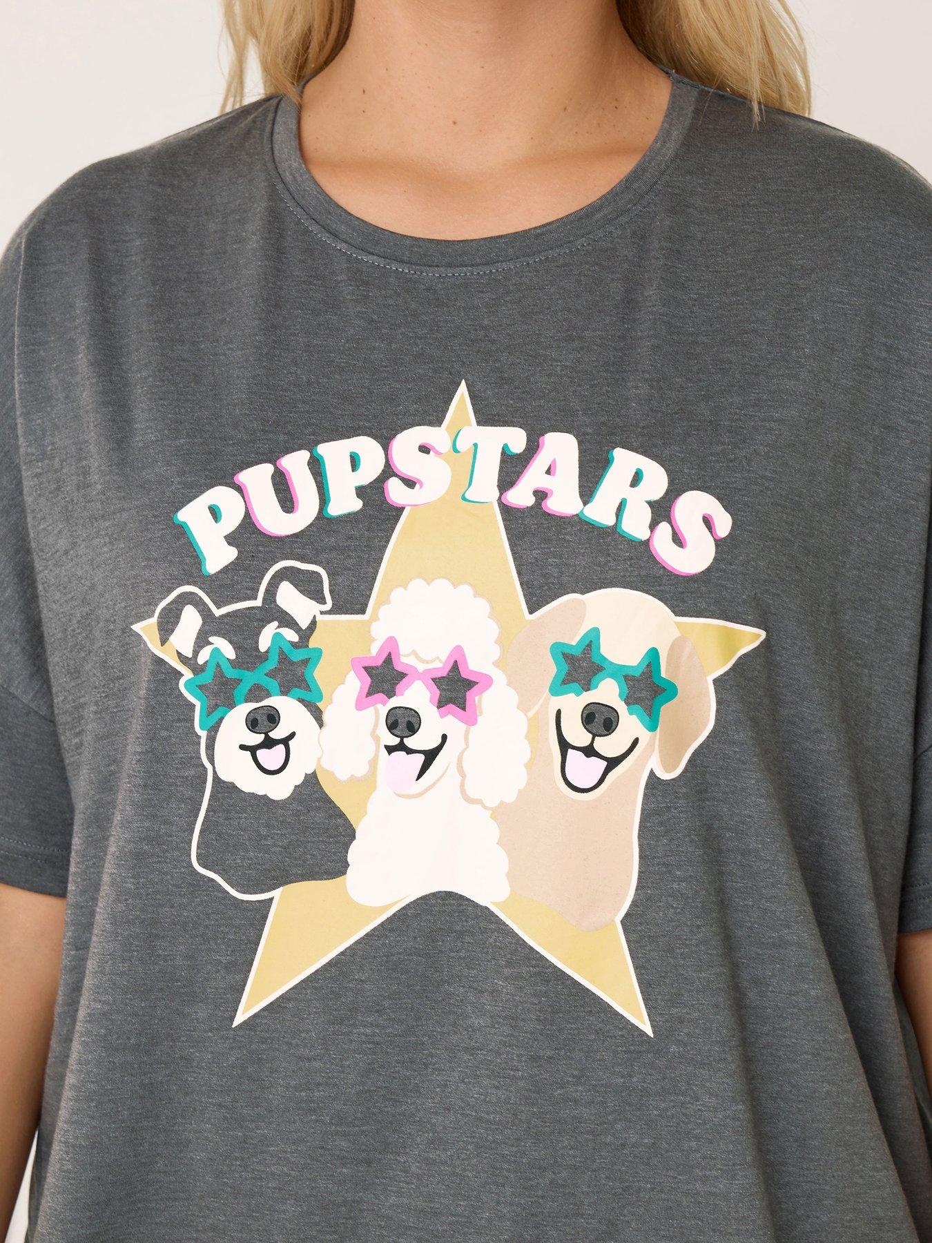  image of yours-curve-pupstars-wide-leg-pyjama-set-grey