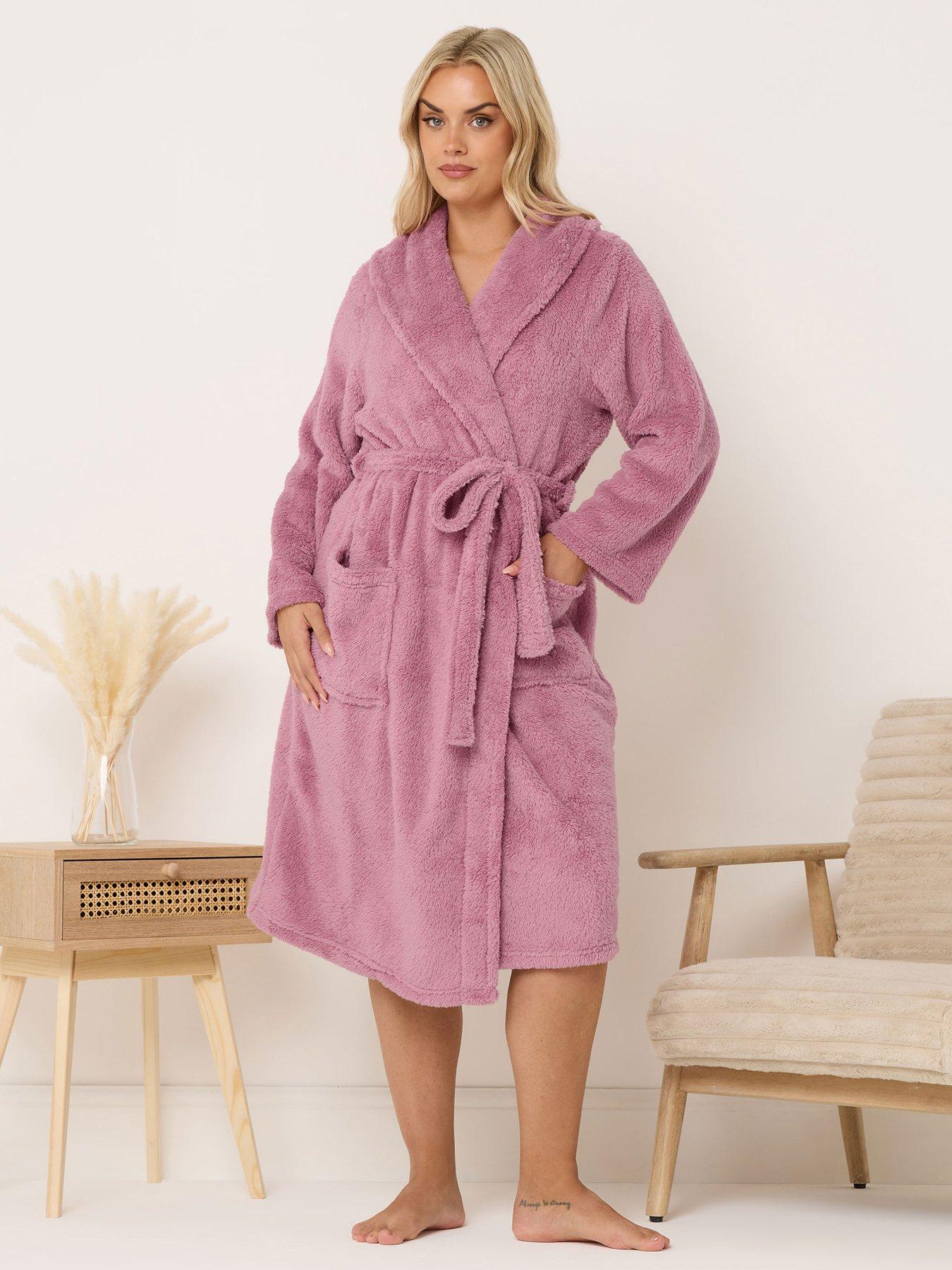  image of yours-curve-fluffy-shawl-collar-robe-pink