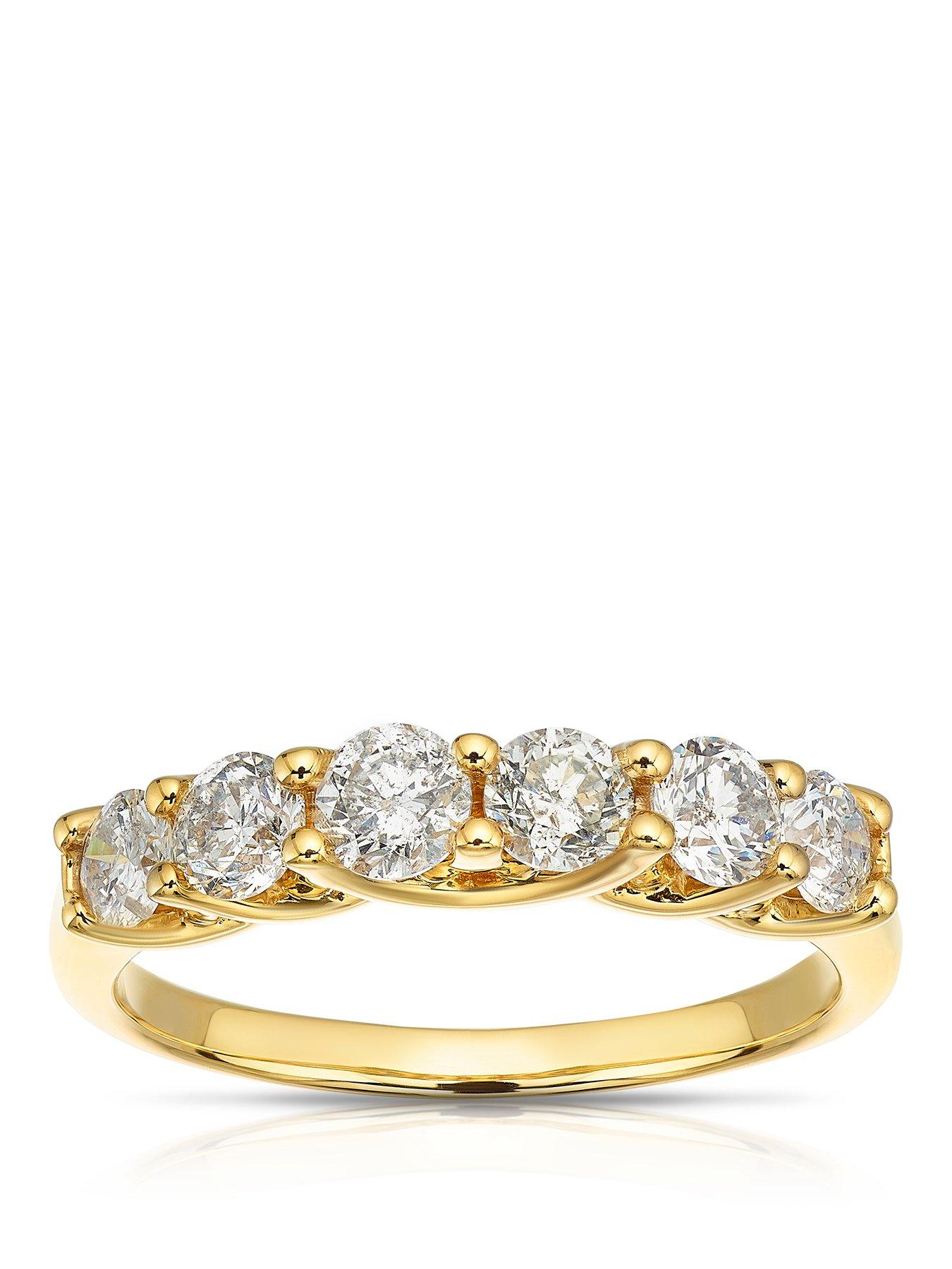 Image 1 of 4 of Ernest Jones 18Ct Yellow Six Stone Eternity 1Ct Diamond Ring - Gold