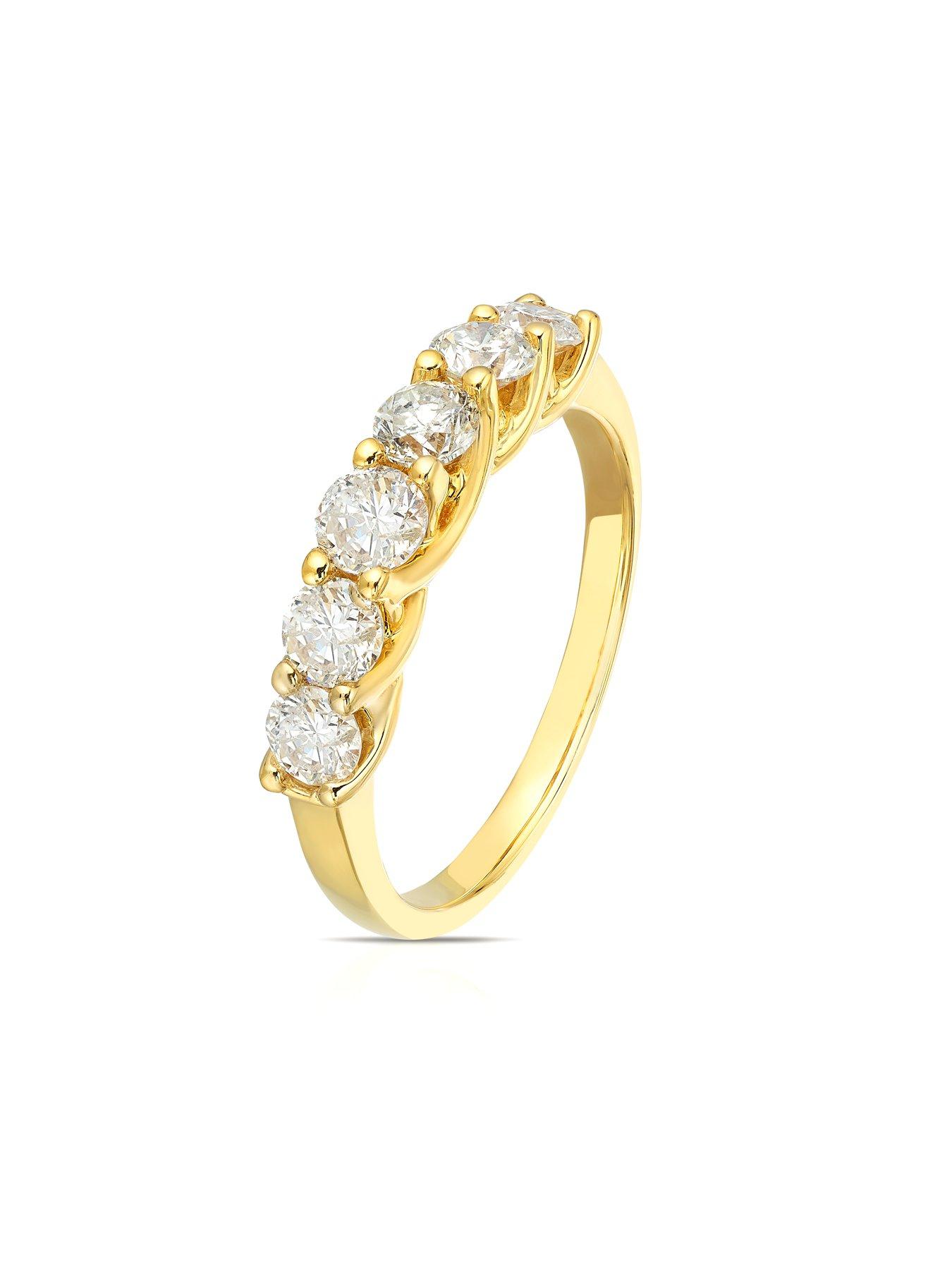 Image 3 of 4 of Ernest Jones 18Ct Yellow Six Stone Eternity 1Ct Diamond Ring - Gold