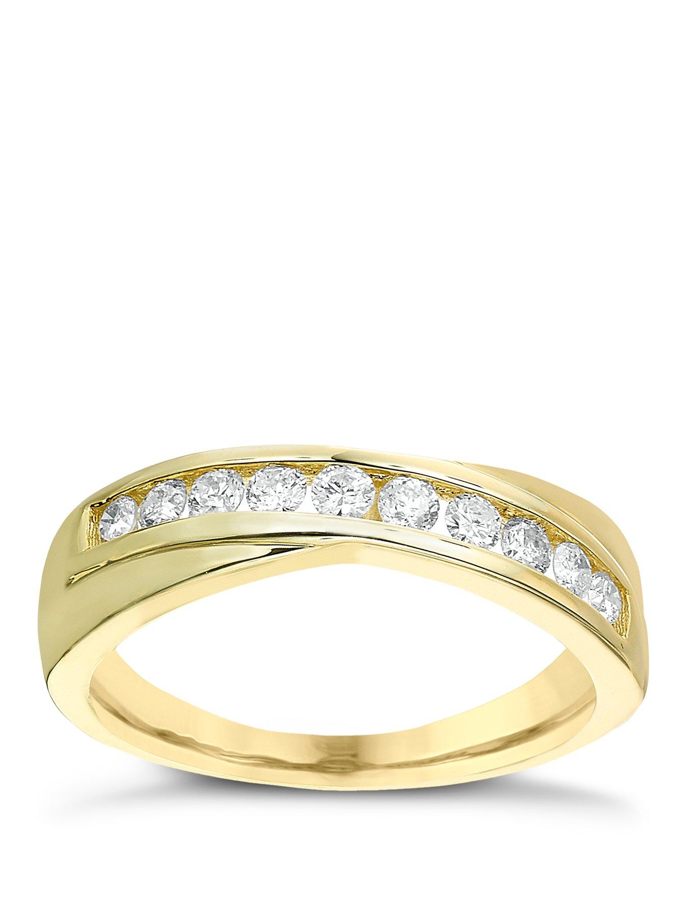 Image 1 of 1 of Ernest Jones 9Ct Crossover Eternity 0.33Ct Diamond Ring - Gold