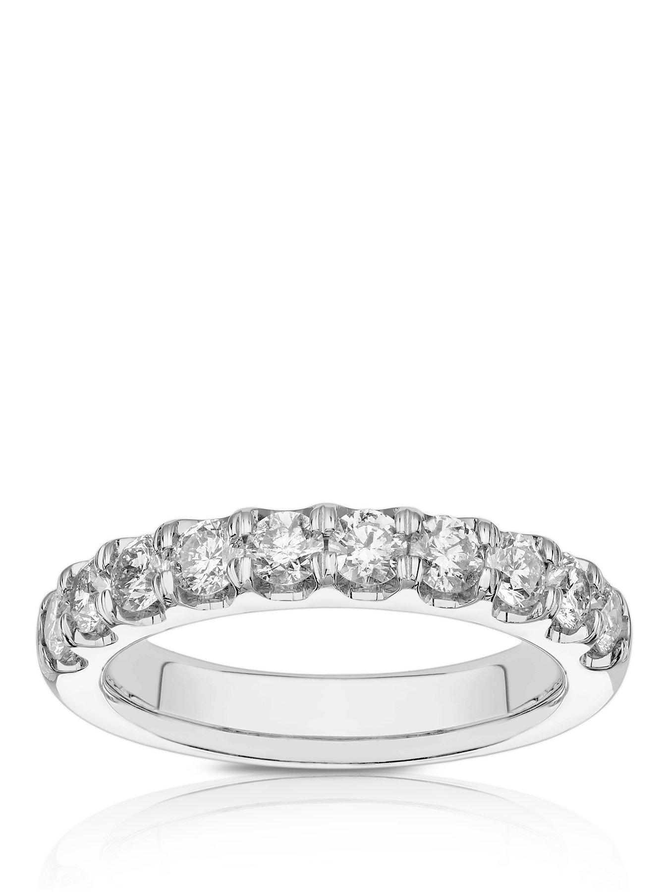Ernest Jones Platinum Claw Set Eternity 1Ct Diamond Ring - White