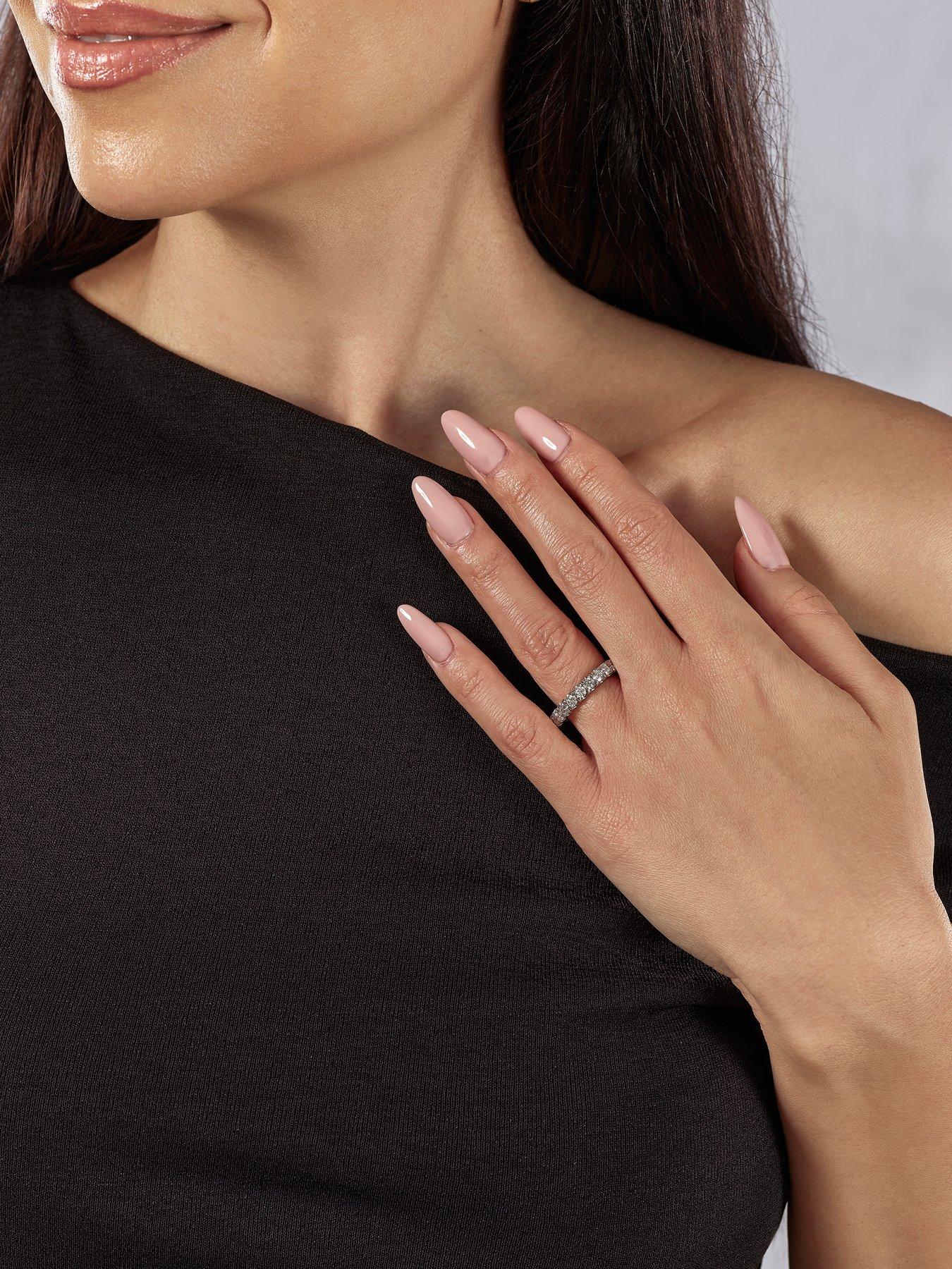  image of ernest-jones-platinum-claw-set-eternity-1ct-diamond-ring-white