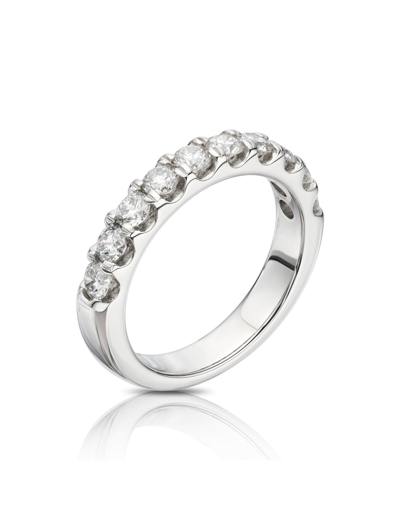  image of ernest-jones-platinum-claw-set-eternity-1ct-diamond-ring-white
