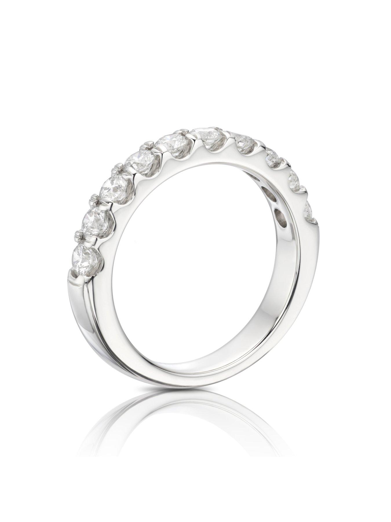  image of ernest-jones-platinum-claw-set-eternity-1ct-diamond-ring-white