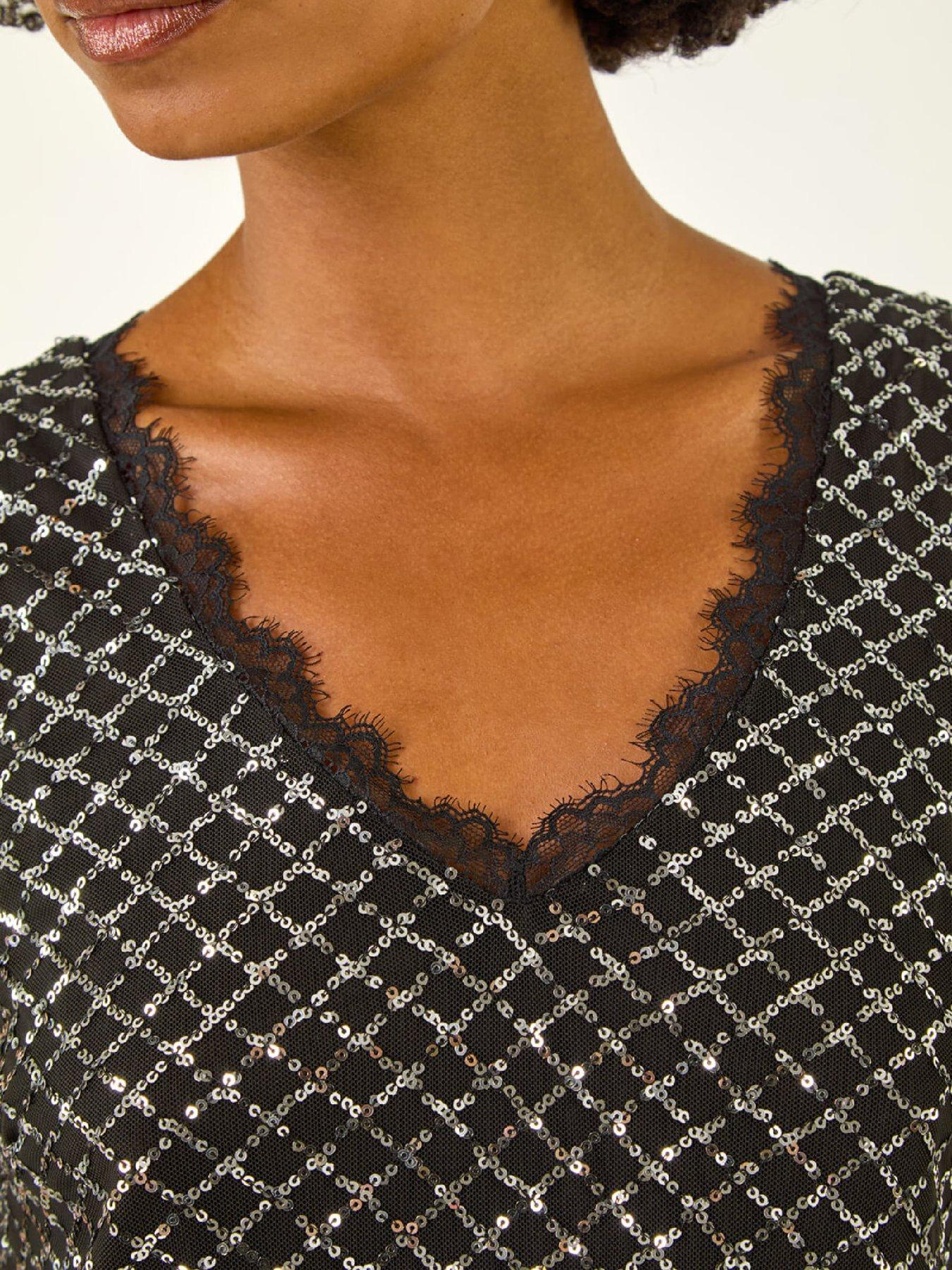  image of roman-diamond-lace-sequin-vest-top