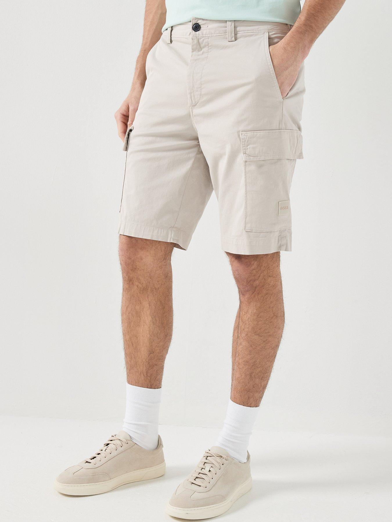 Image 1 of 5 of BOSS Sisla Garment Dyed Cargo Shorts - Light Grey