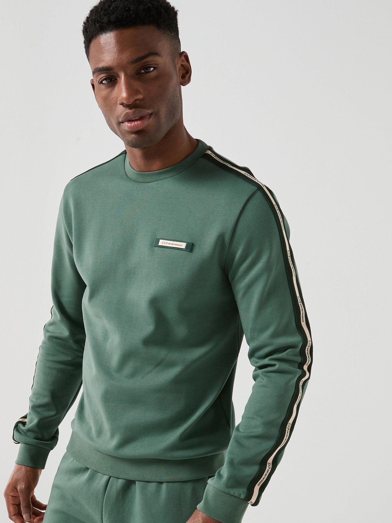 EA7 Emporio Armani Train Taped Sleeve Crew Neck Sweatshirt - Dark Green