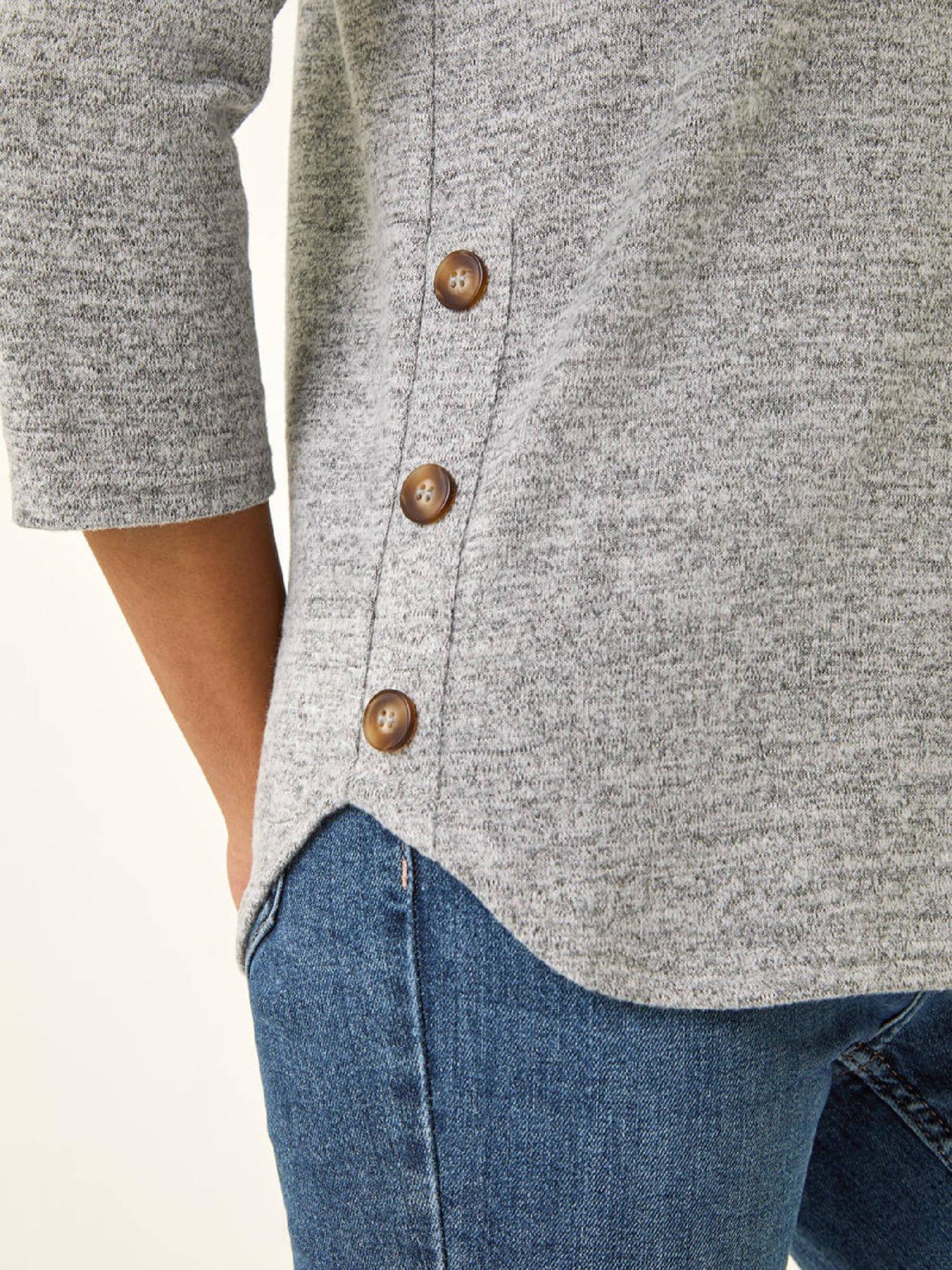  image of roman-curved-hem-stretch-top-grey