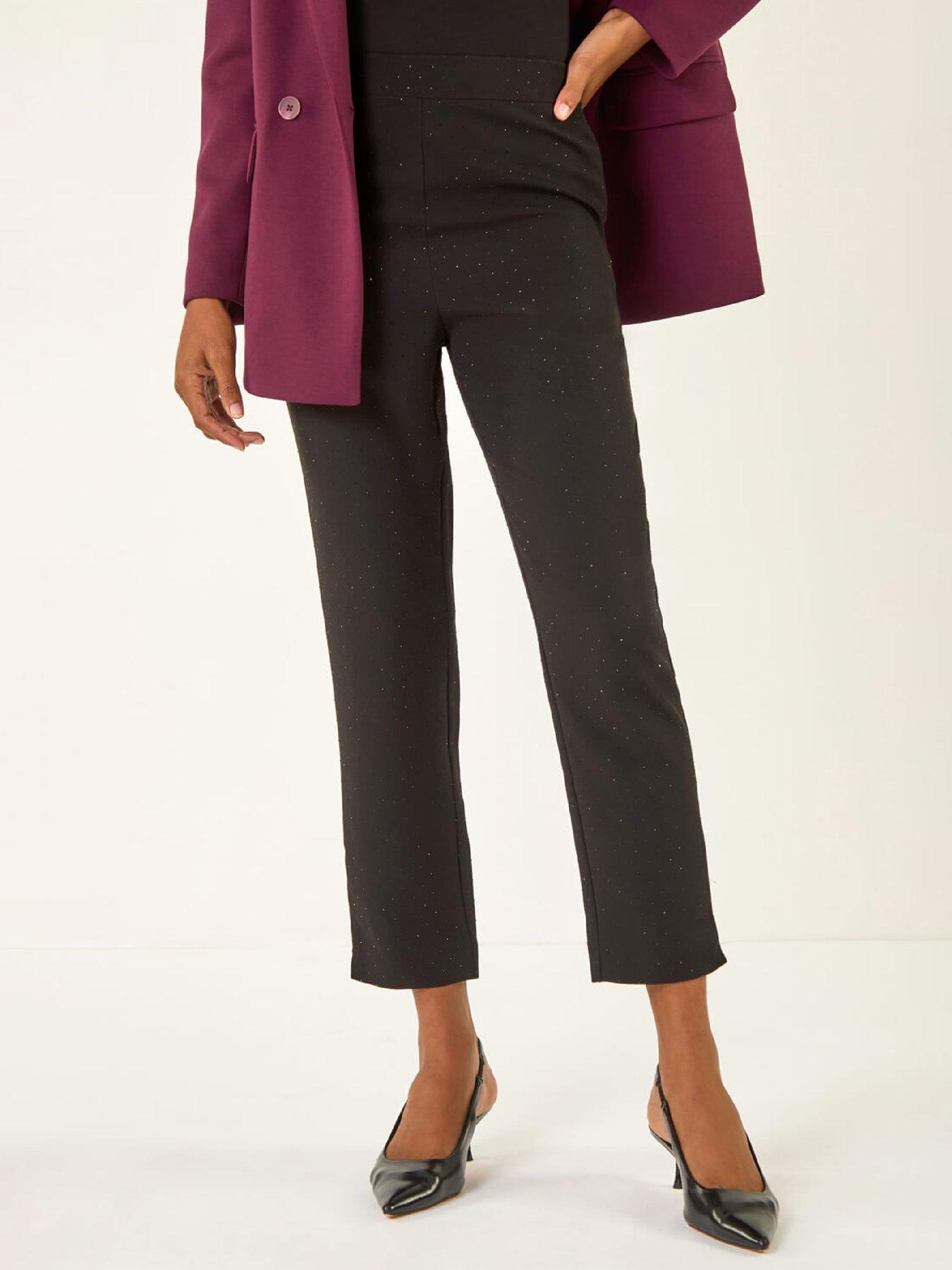 Roman Diamante Stretch Trousers - Black