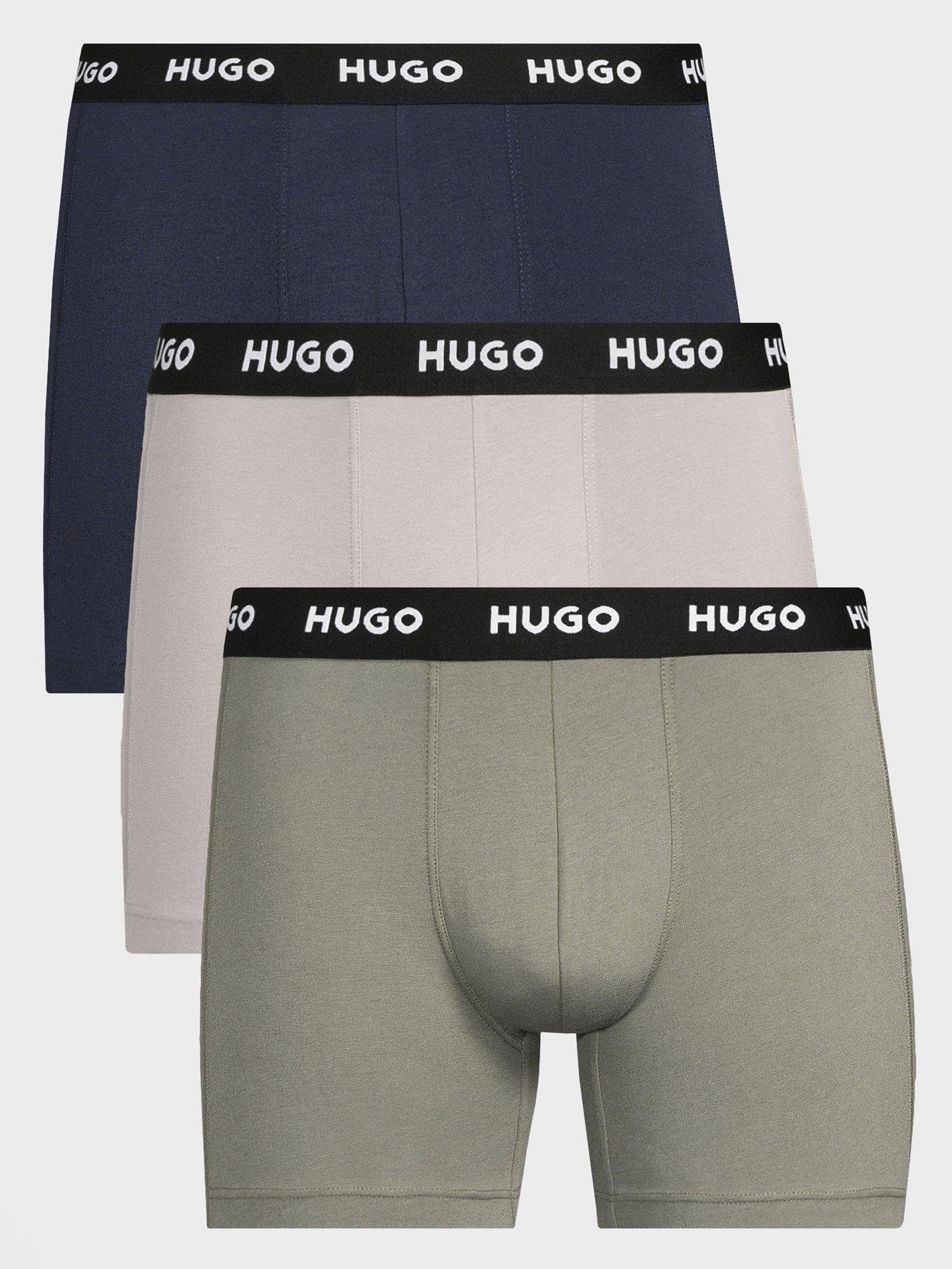 HUGO Bodywear 3 Pack Triplet Metallic Waistband Boxer - Grey