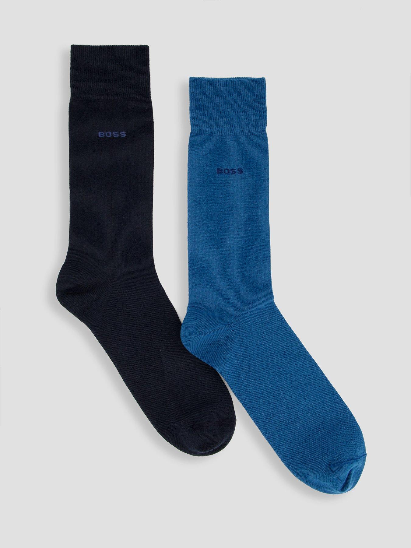 BOSS 2 Pack Small Logo Cotton Crew Socks - Blue