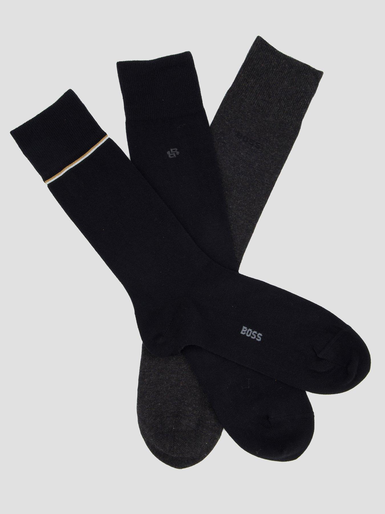 stillFront image of boss-3p-gift-box-crew-socks-black