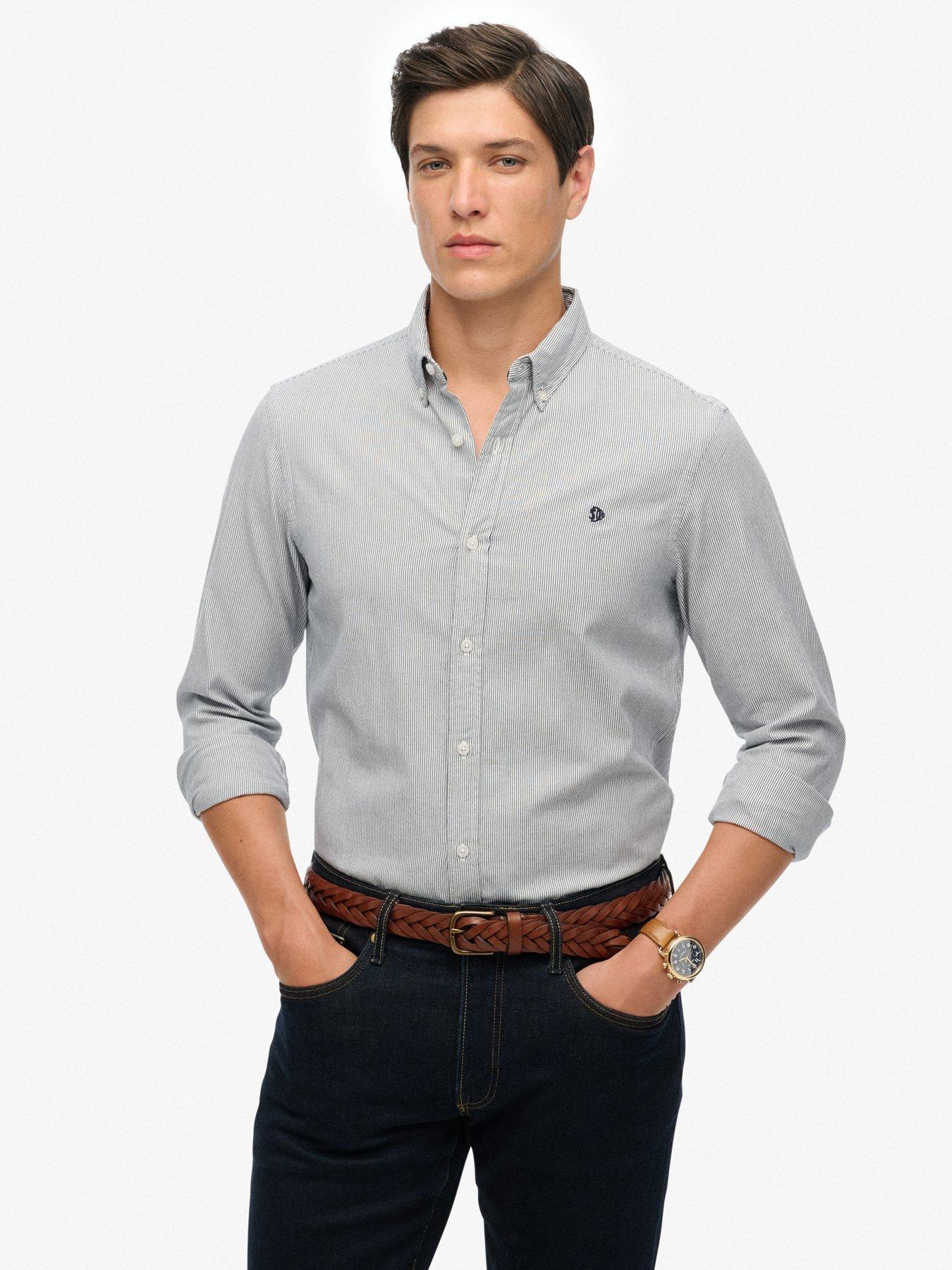 Superdry Classic Oxford Long Sleeve Shirt - Grey