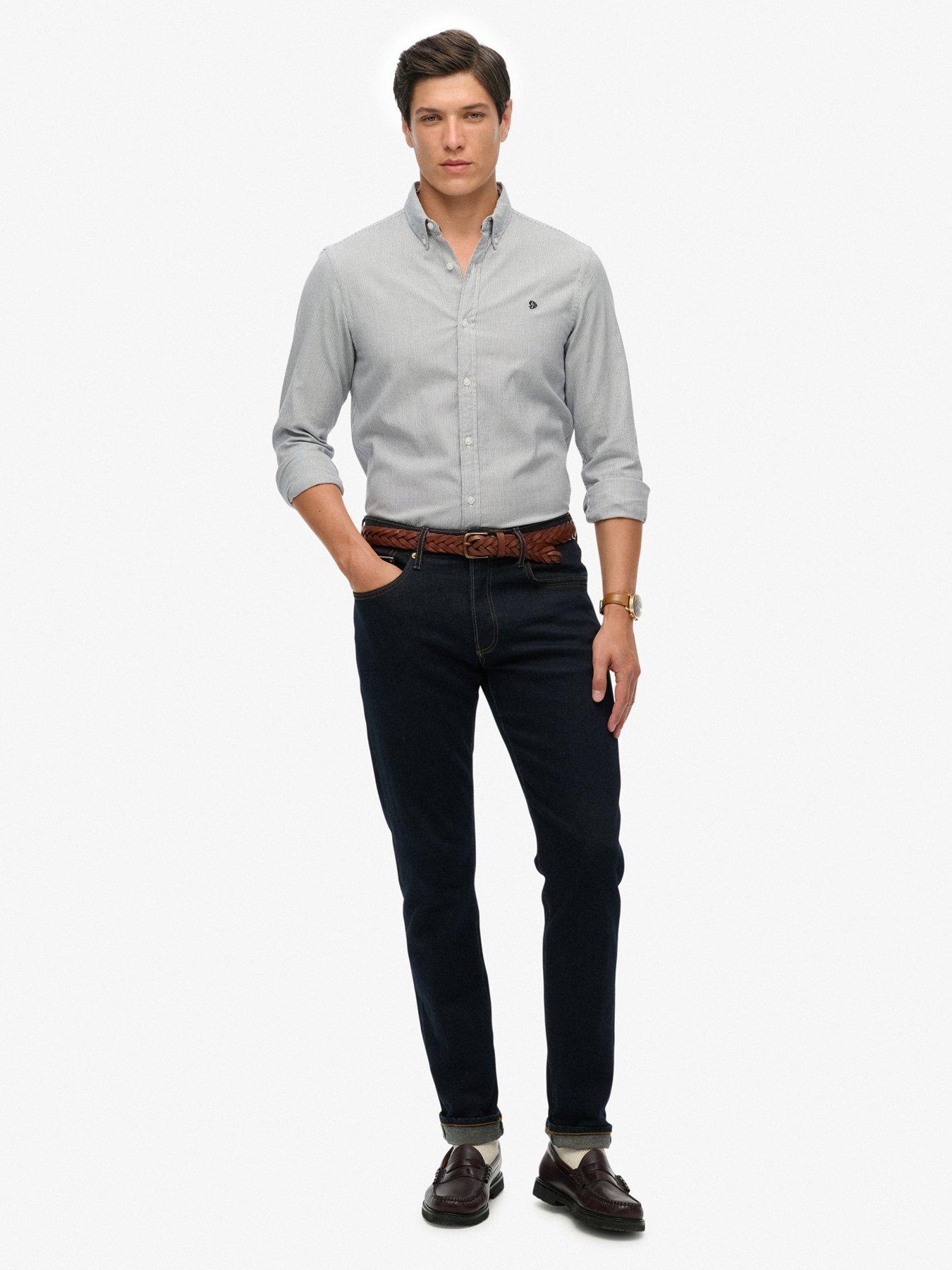  image of superdry-classic-oxford-long-sleeve-shirt-grey