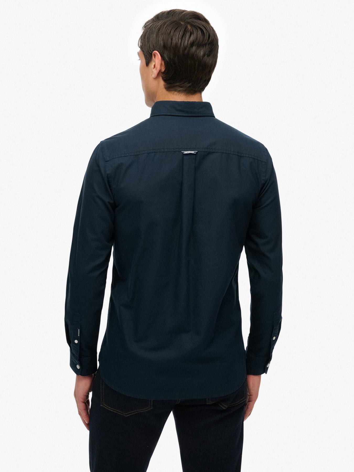 stillFront image of superdry-classic-oxford-long-sleeve-shirt-navy