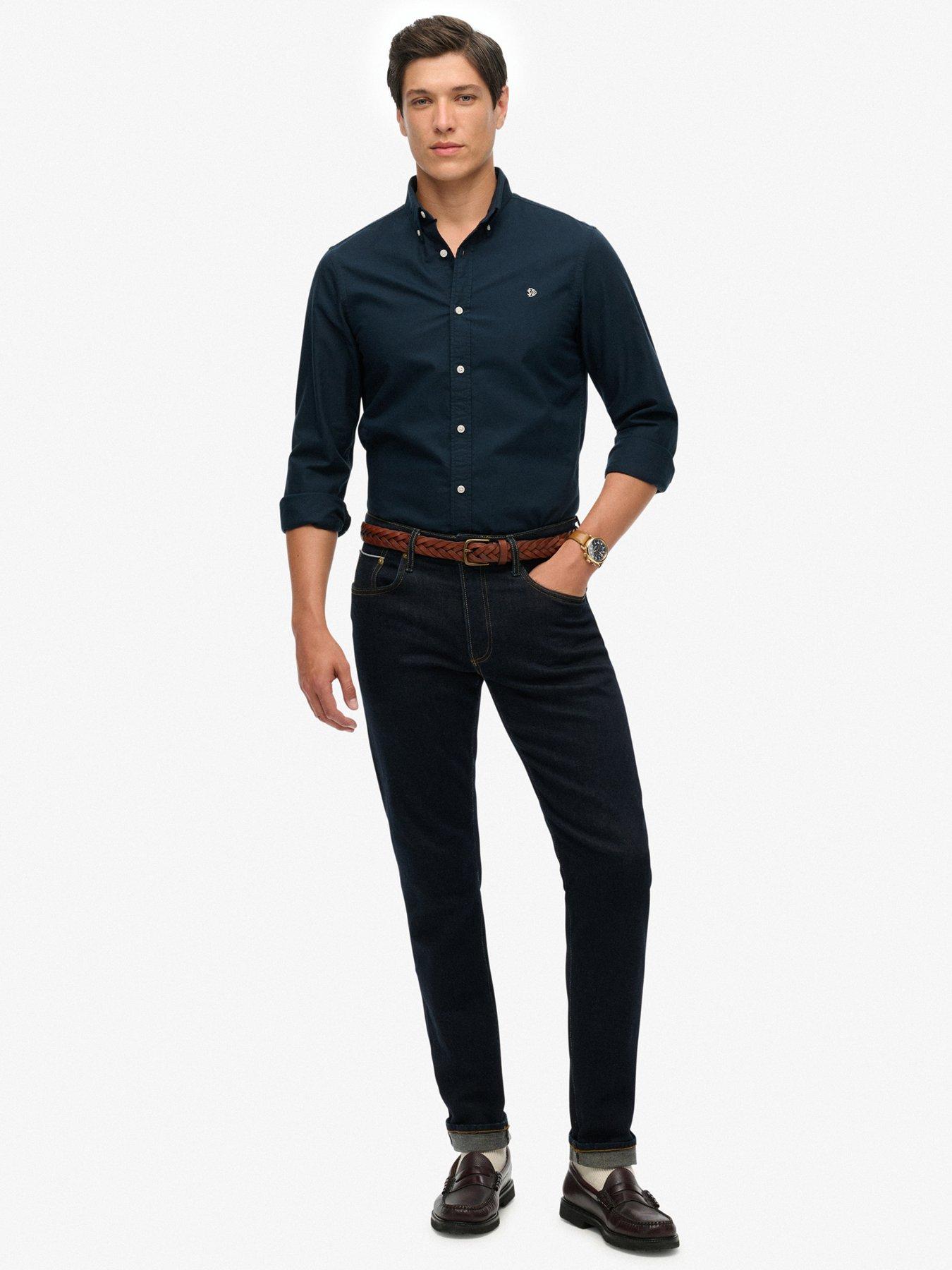  image of superdry-classic-oxford-long-sleeve-shirt-navy