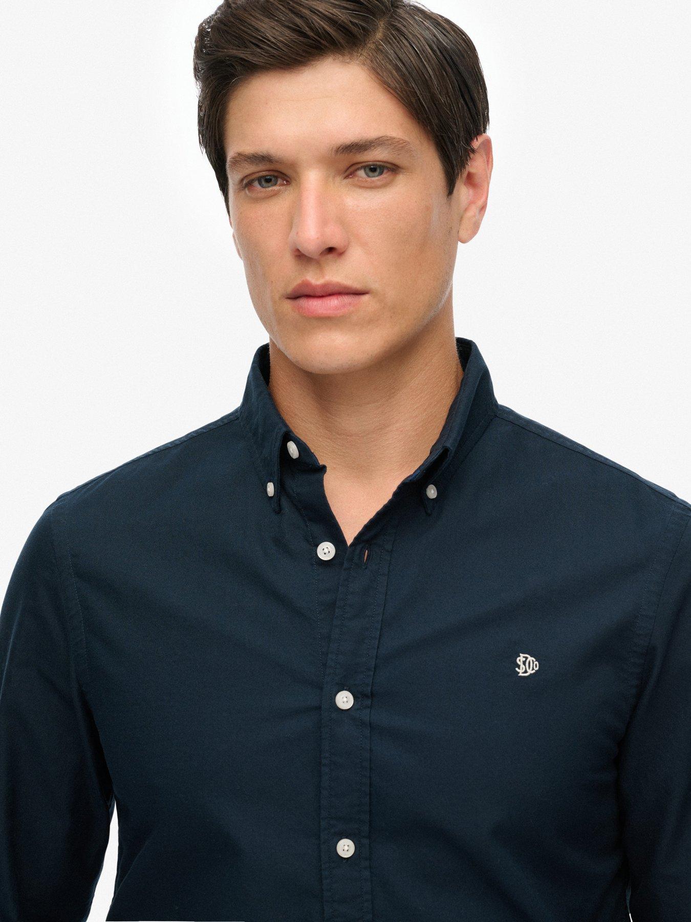  image of superdry-classic-oxford-long-sleeve-shirt-navy