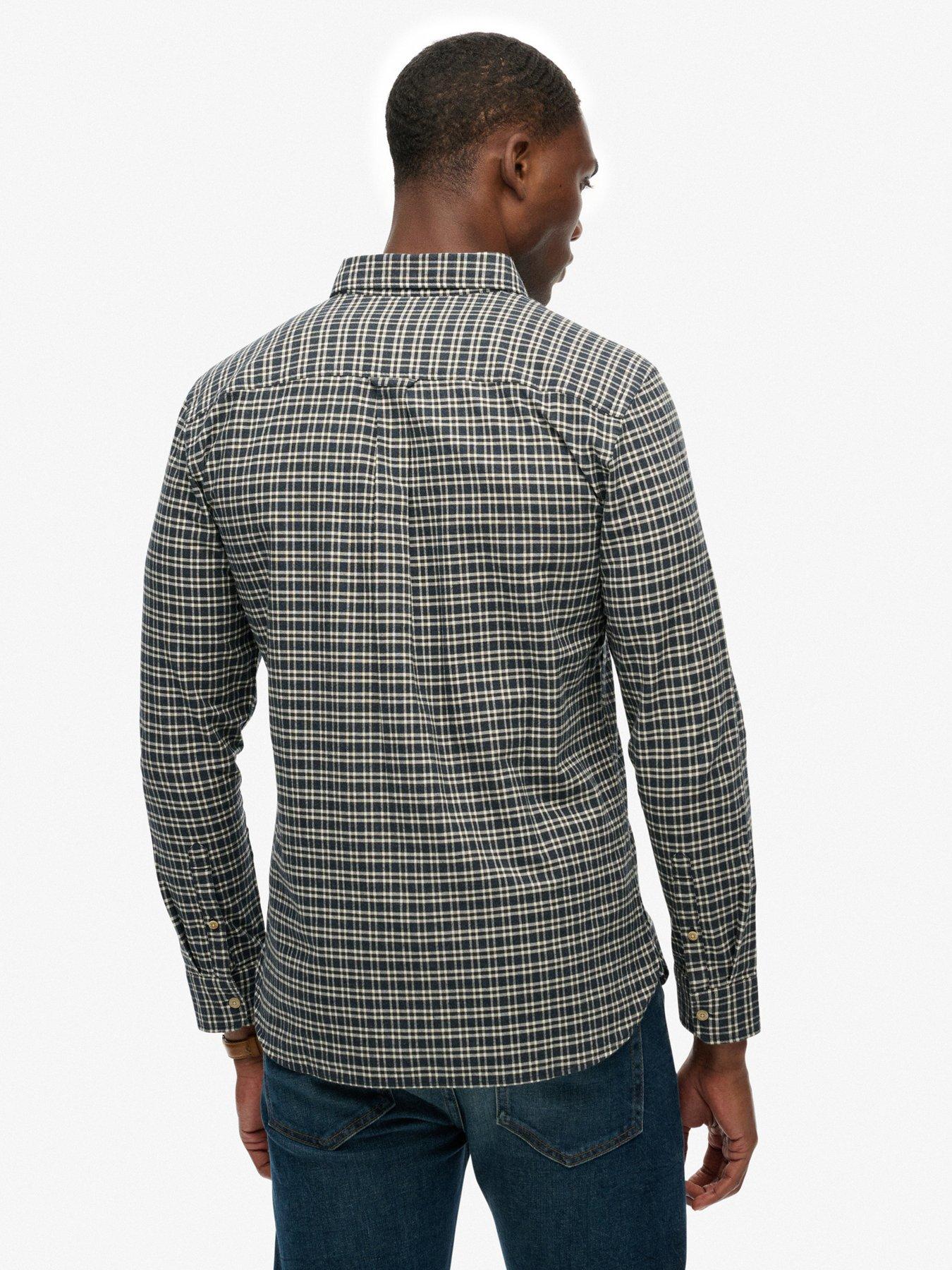 stillFront image of superdry-premium-check-print-oxford-long-sleeve-shirt-dark-green