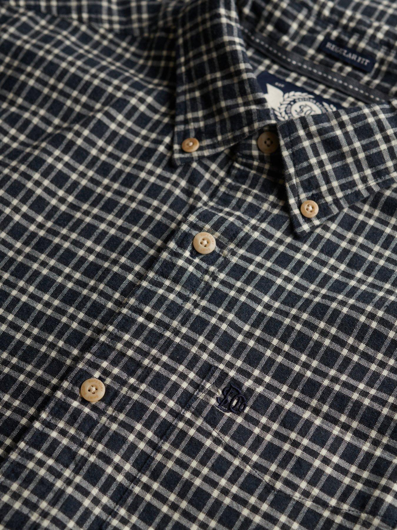  image of superdry-premium-check-print-oxford-long-sleeve-shirt-dark-green