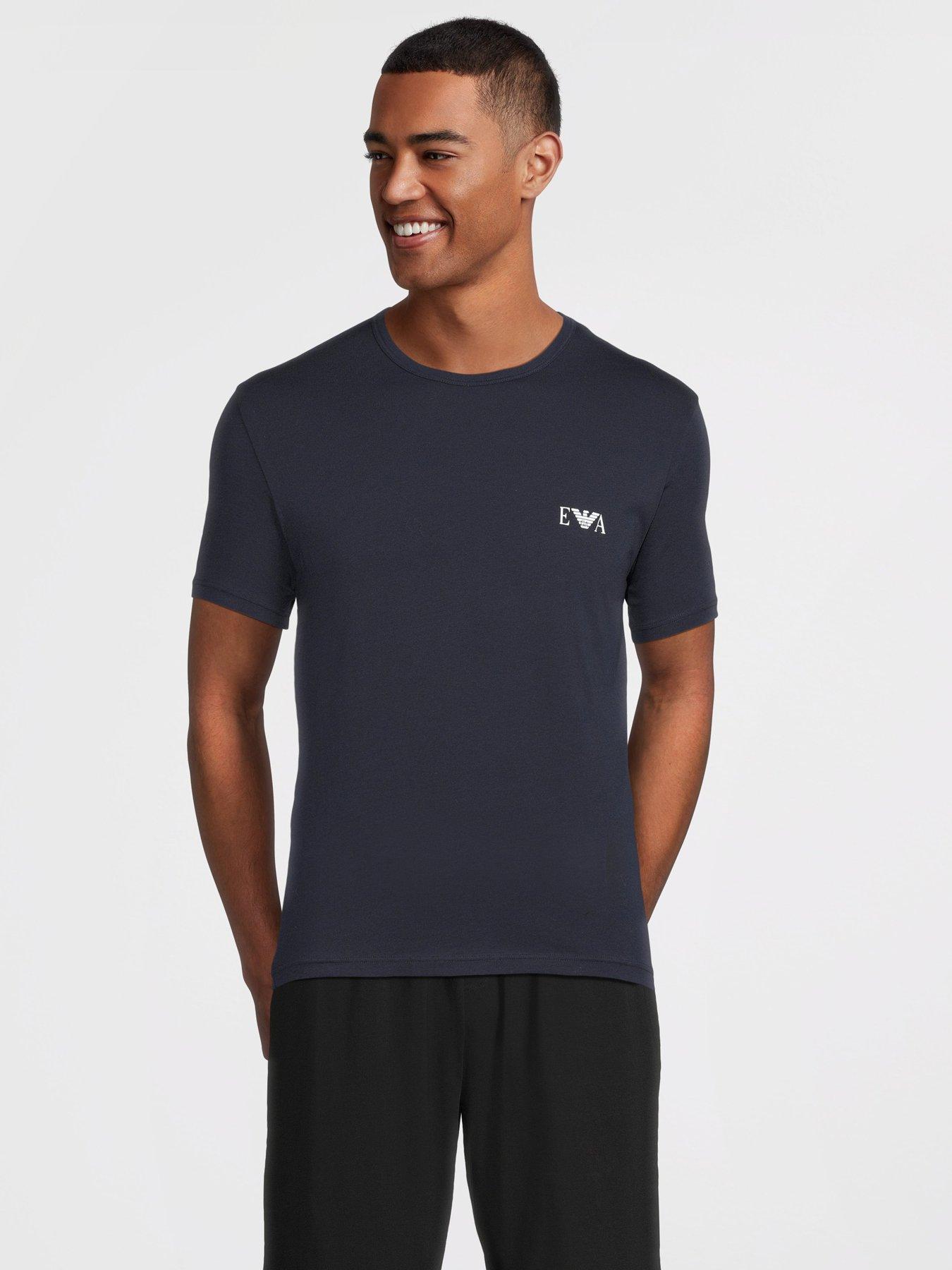 Image 2 of 6 of Emporio Armani Bodywear 2 Pack Stretch Cotton Crew Neck T-Shirts - Navy