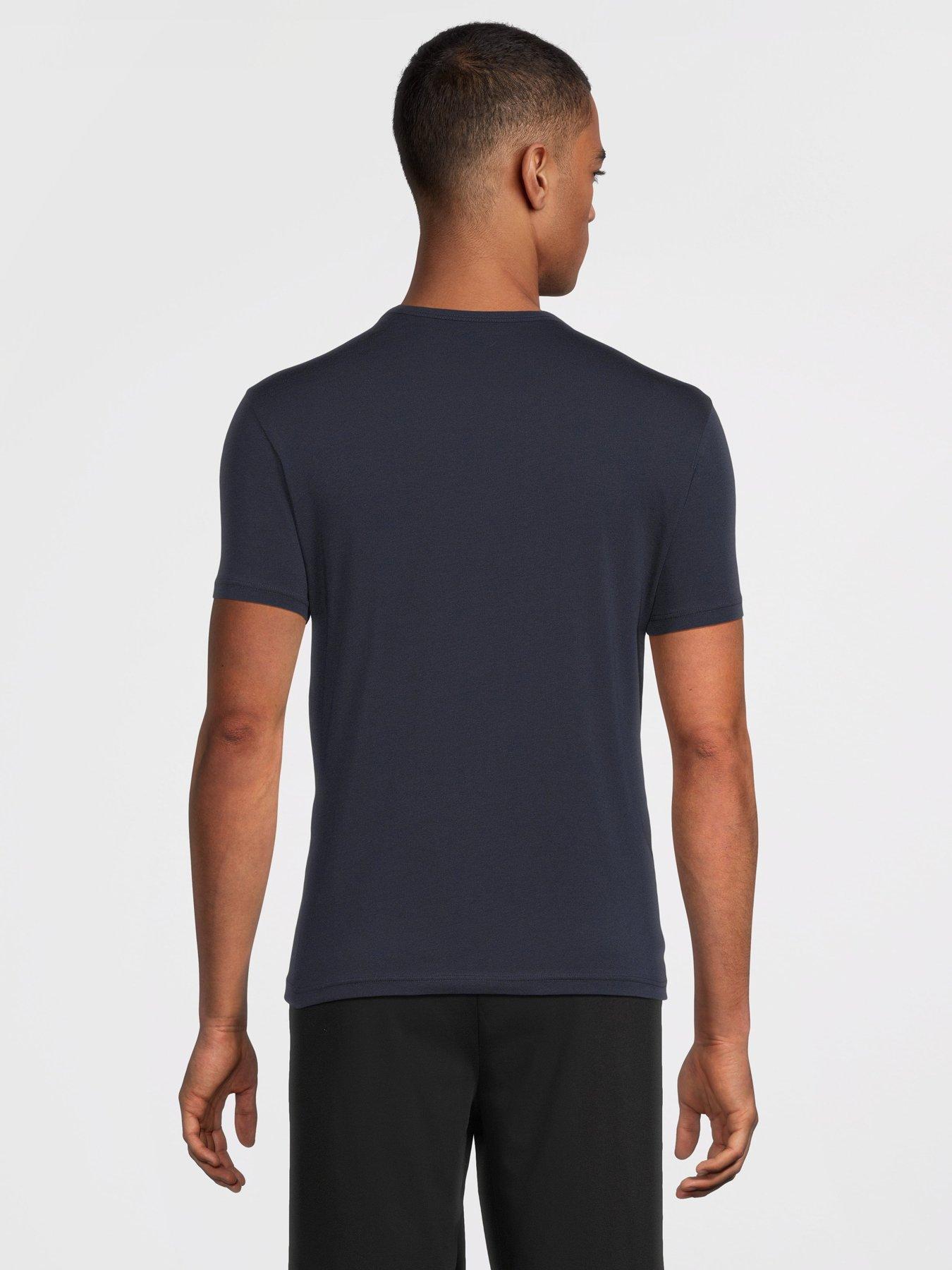 Image 3 of 6 of Emporio Armani Bodywear 2 Pack Stretch Cotton Crew Neck T-Shirts - Navy