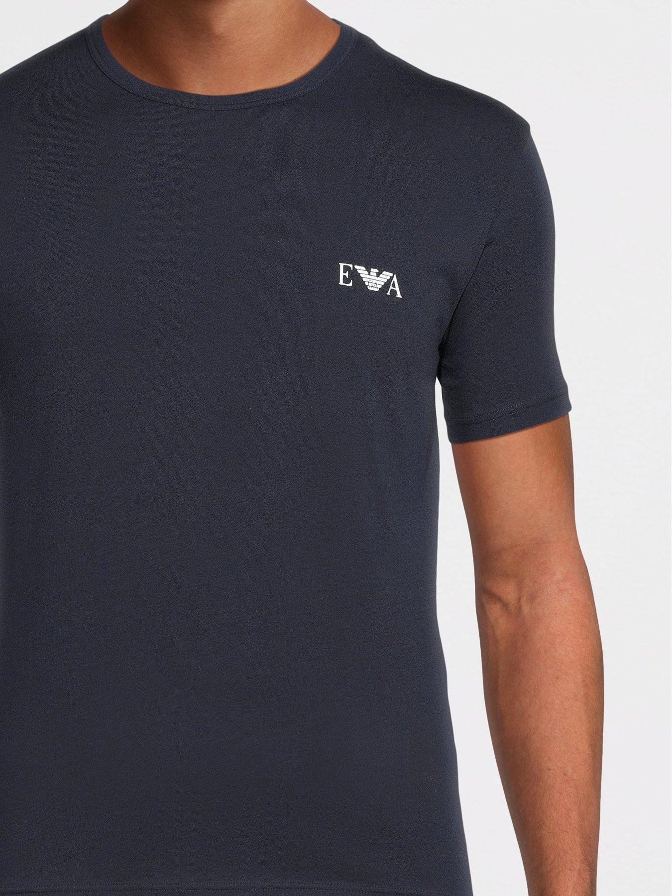 Image 5 of 6 of Emporio Armani Bodywear 2 Pack Stretch Cotton Crew Neck T-Shirts - Navy