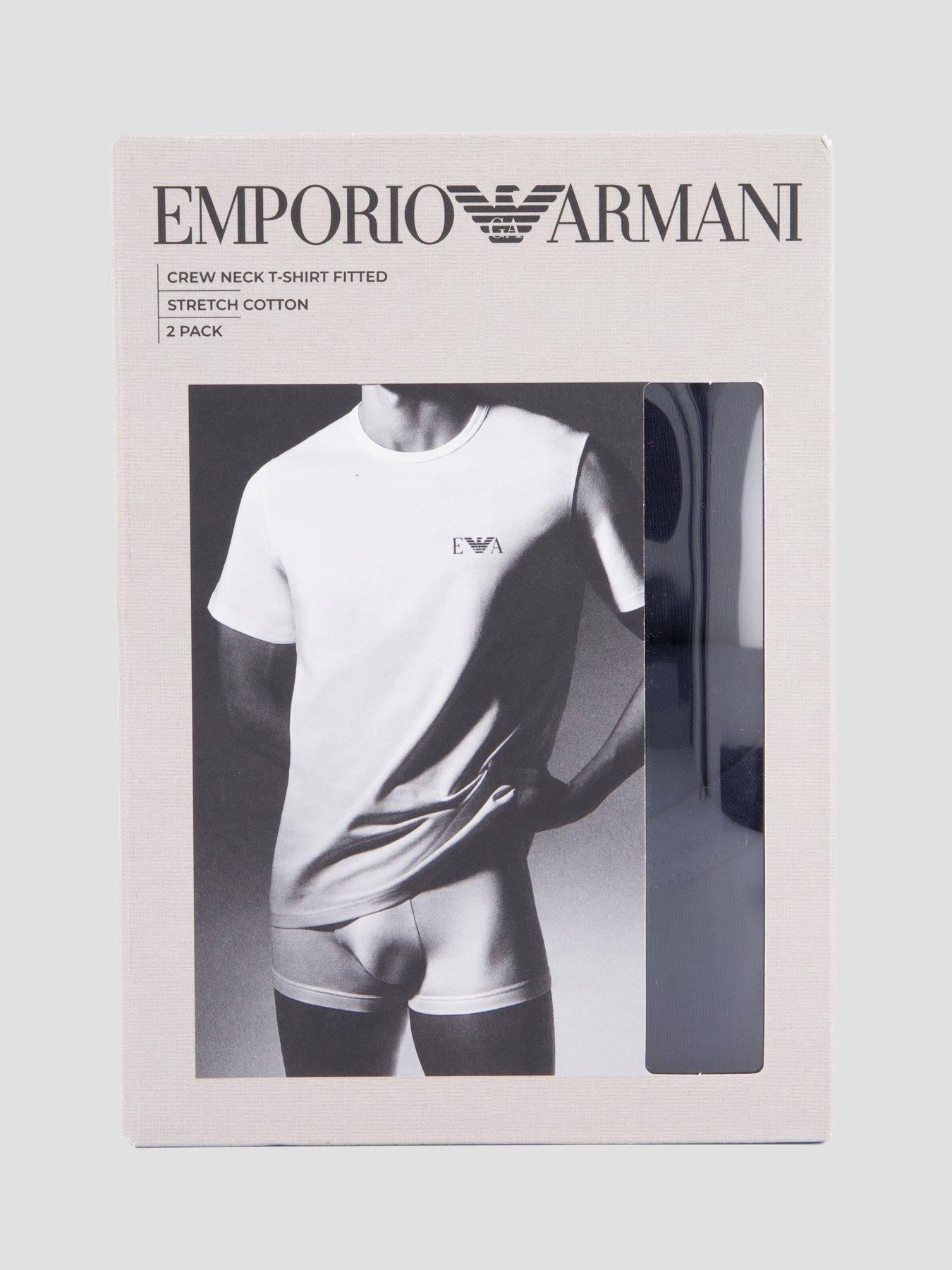 Image 6 of 6 of Emporio Armani Bodywear 2 Pack Stretch Cotton Crew Neck T-Shirts - Navy