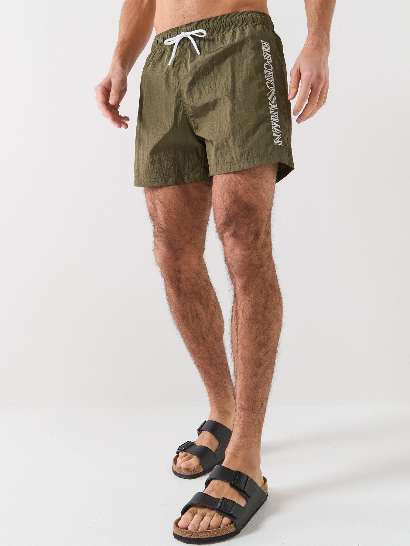 Emporio Armani Bodywear Embroidered Logo Swimshort - Khaki