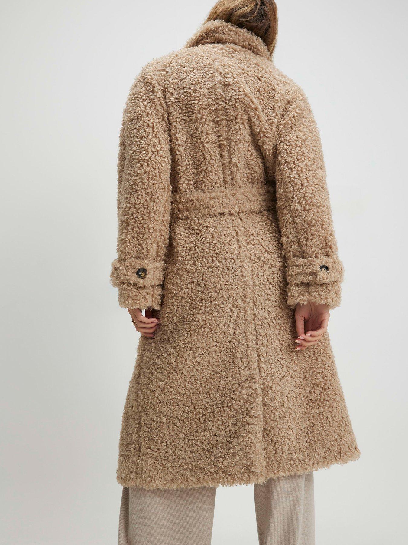 stillFront image of river-island-borg-teddy-coat-beige
