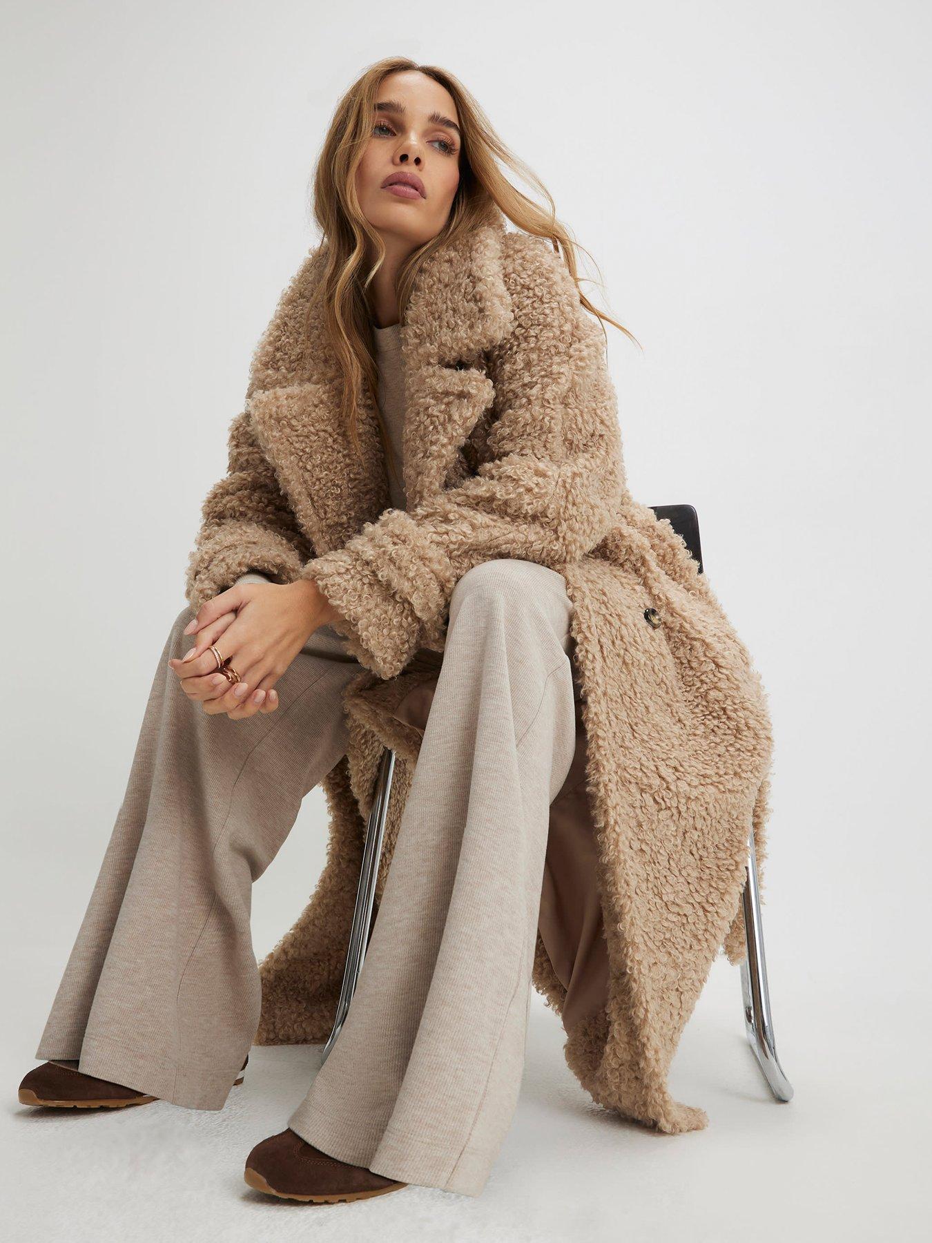  image of river-island-borg-teddy-coat-beige