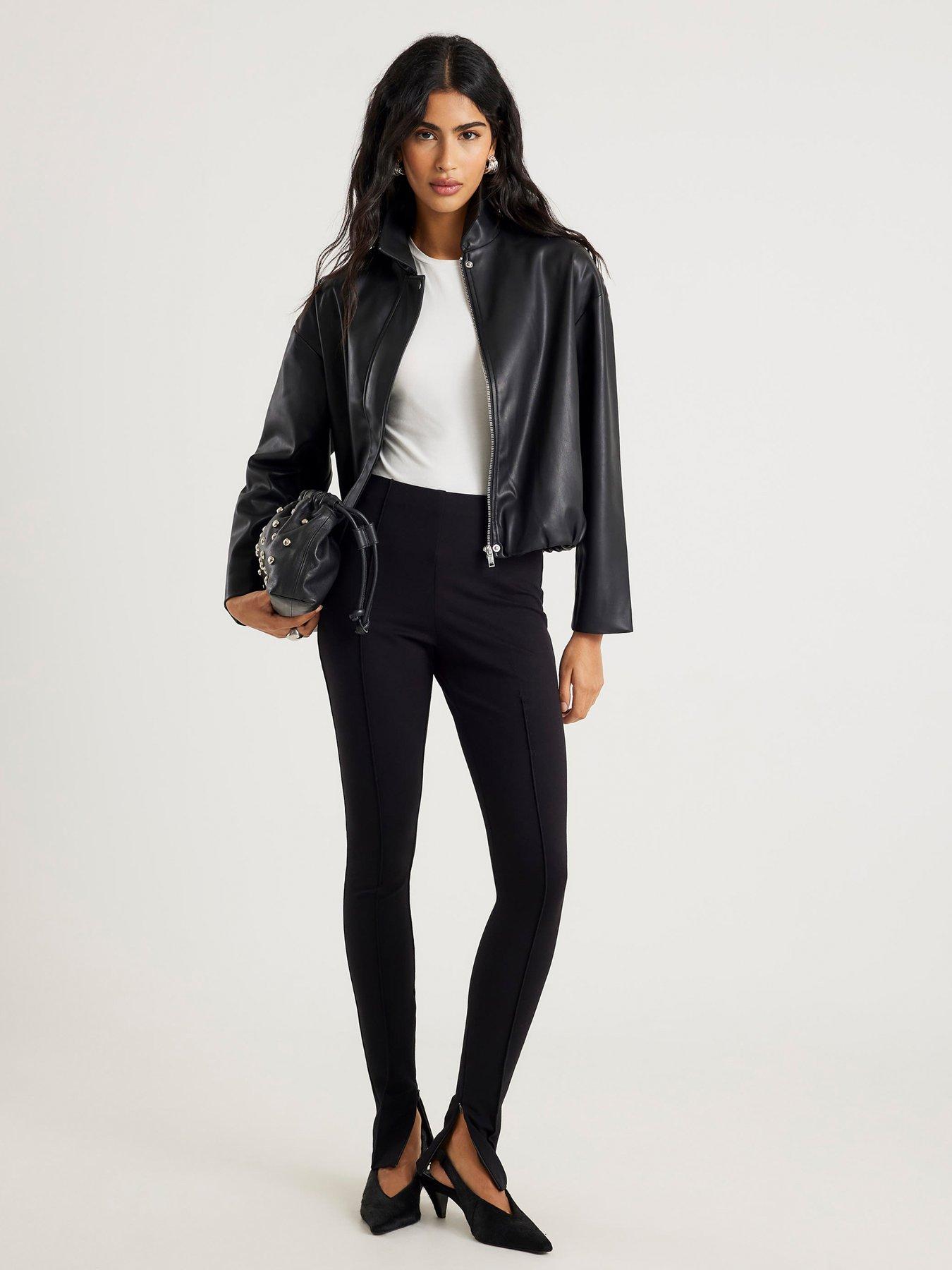 Image 3 of 6 of River Island Pu Cf Placket Bomber - Black
