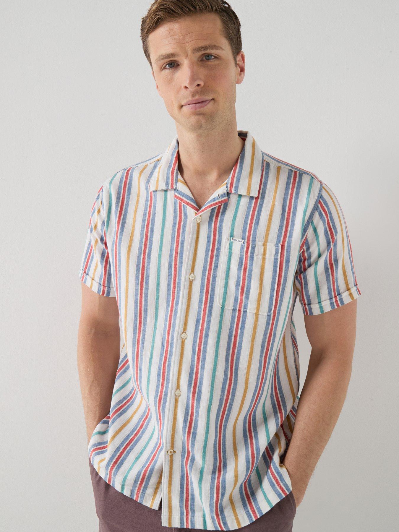 Barbour Barbour Waterbay Striped Relaxed Fit Short Sleeve Shirt - White
