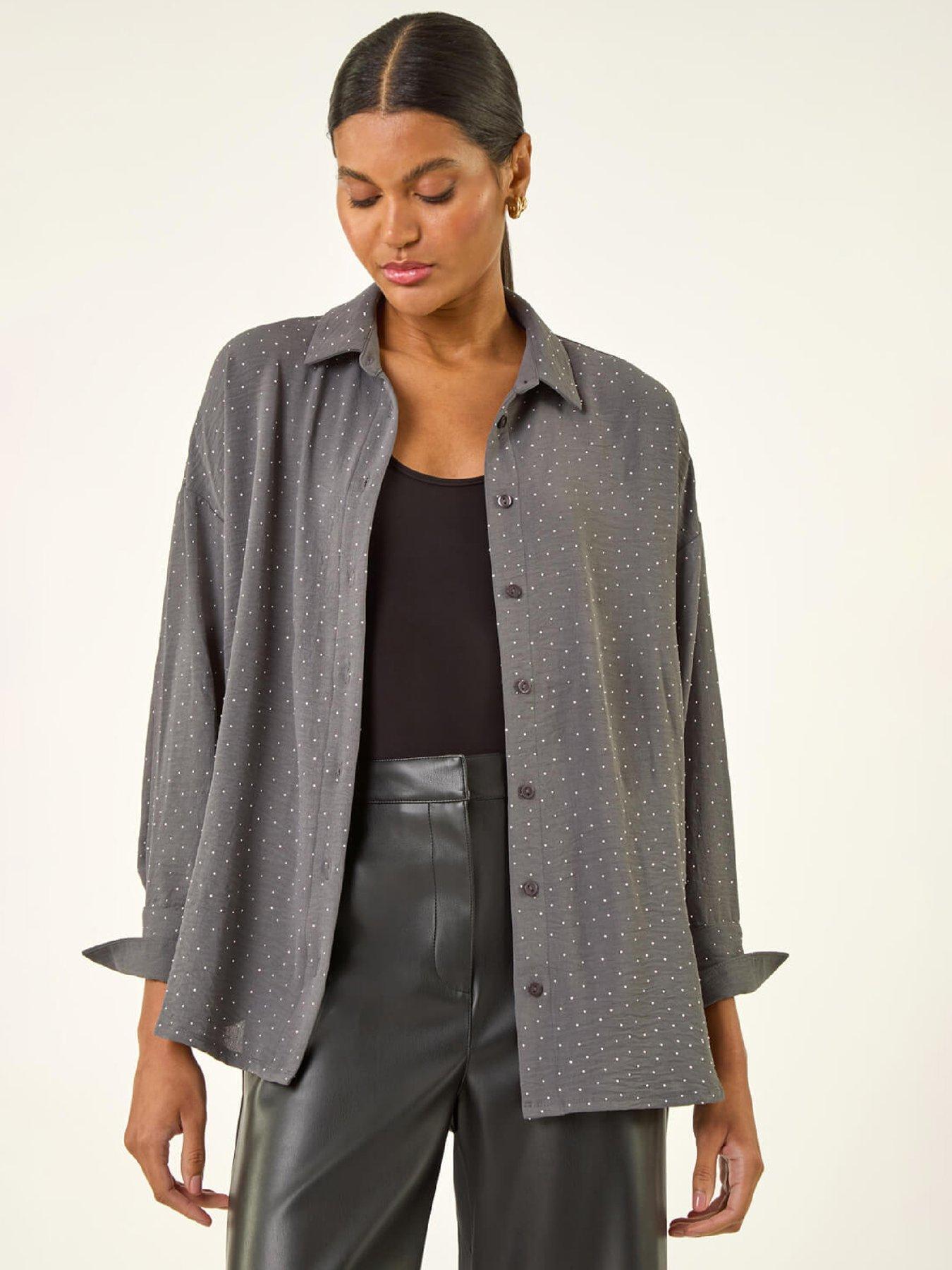 Image 1 of 5 of Roman Hotfix Collared Longline Shirt