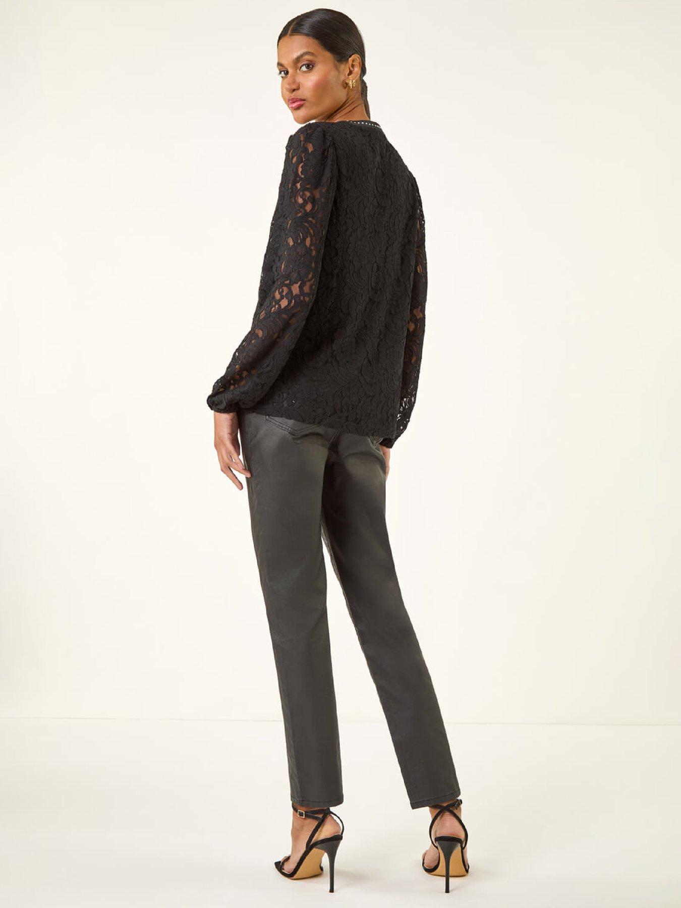 Image 2 of 5 of Roman Studded Lace Notch Neck Top