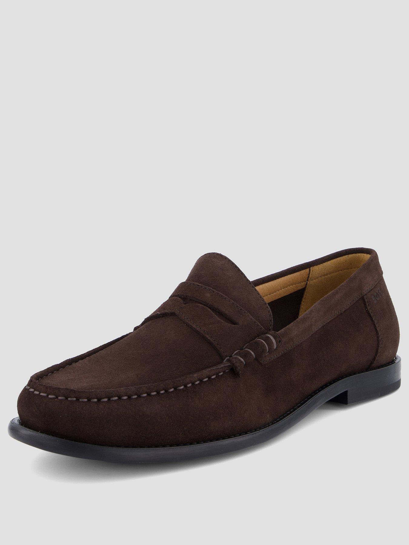 Image 2 of 7 of BOSS Tevan Moccasin Suede Loafers - Brown