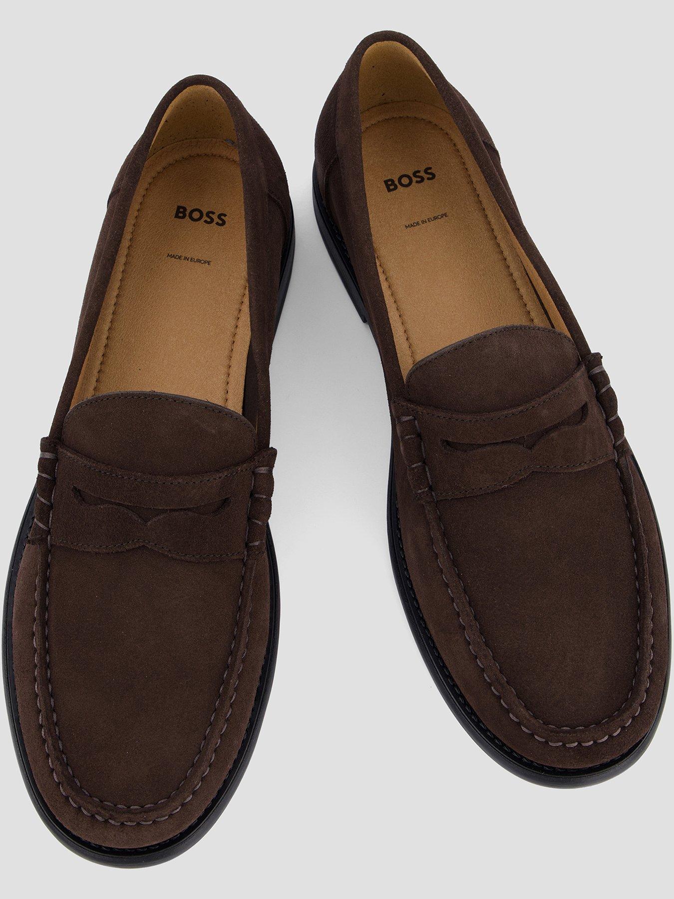 Image 3 of 7 of BOSS Tevan Moccasin Suede Loafers - Brown