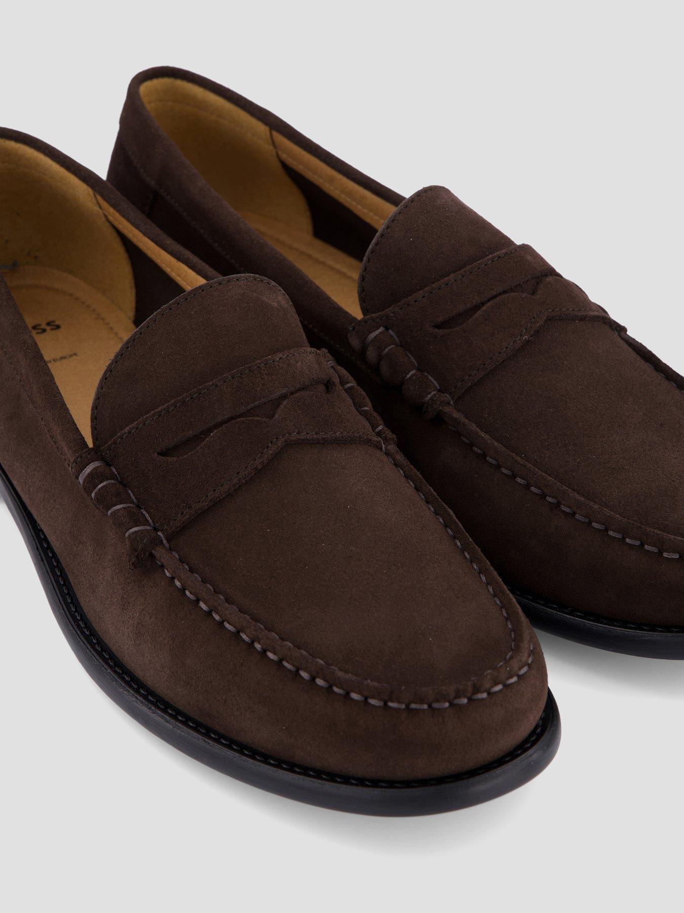 Image 5 of 7 of BOSS Tevan Moccasin Suede Loafers - Brown