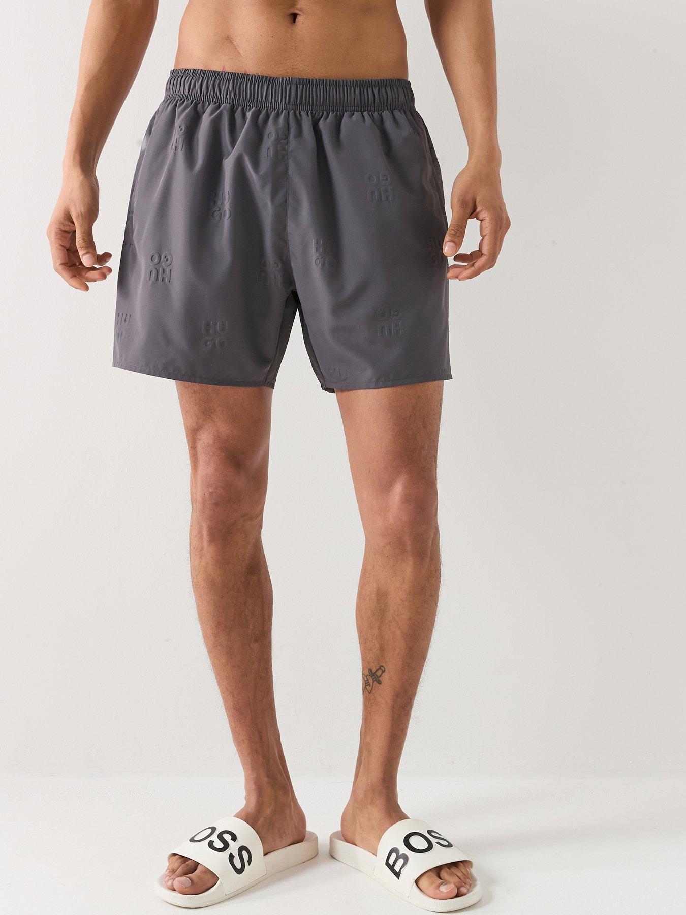 hugo-tonal-debossed-logo-swim-shorts-dark-grey