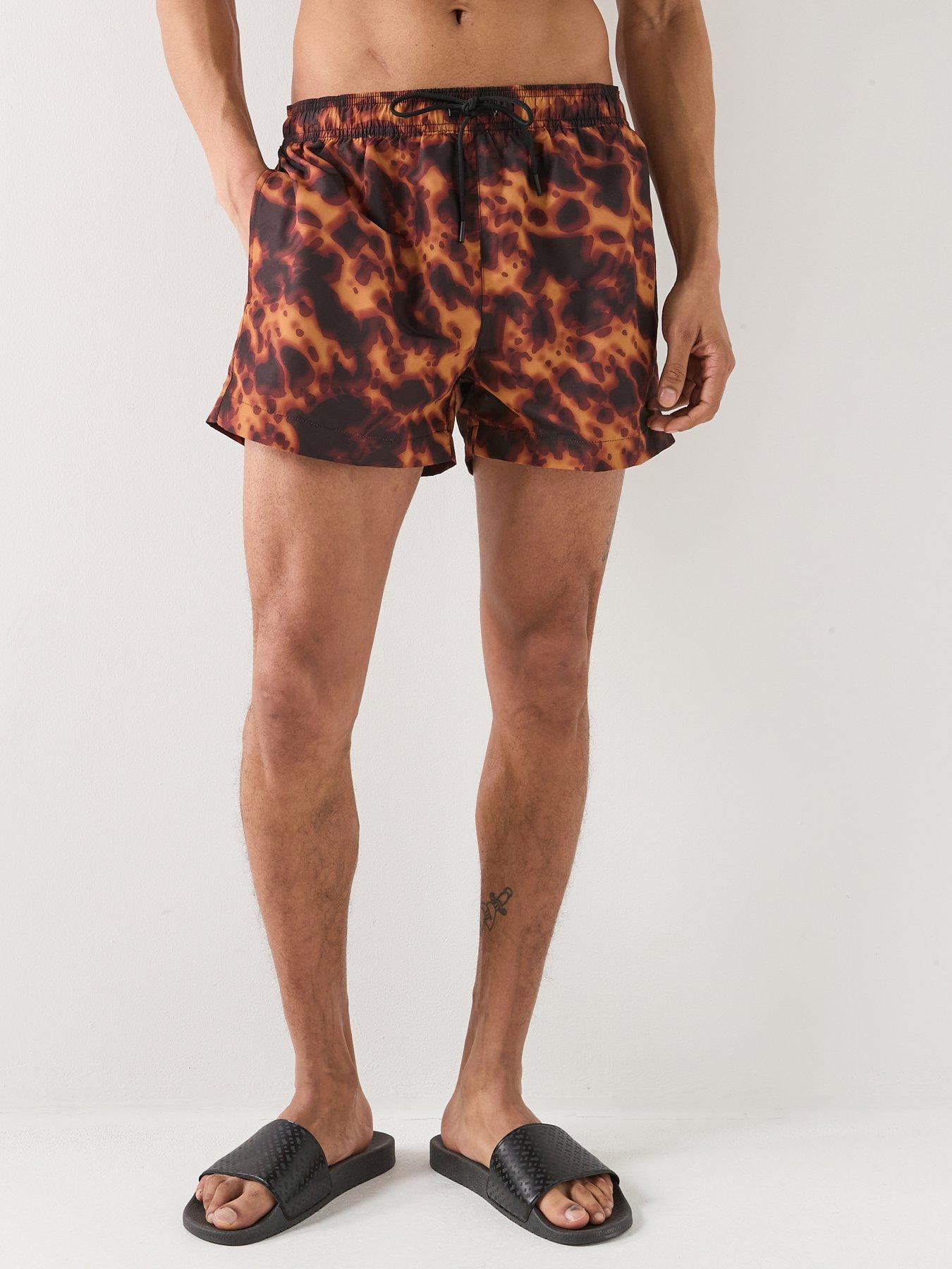 HUGO Kaleo Tortoise Shell Printed Swim Shorts - Brown