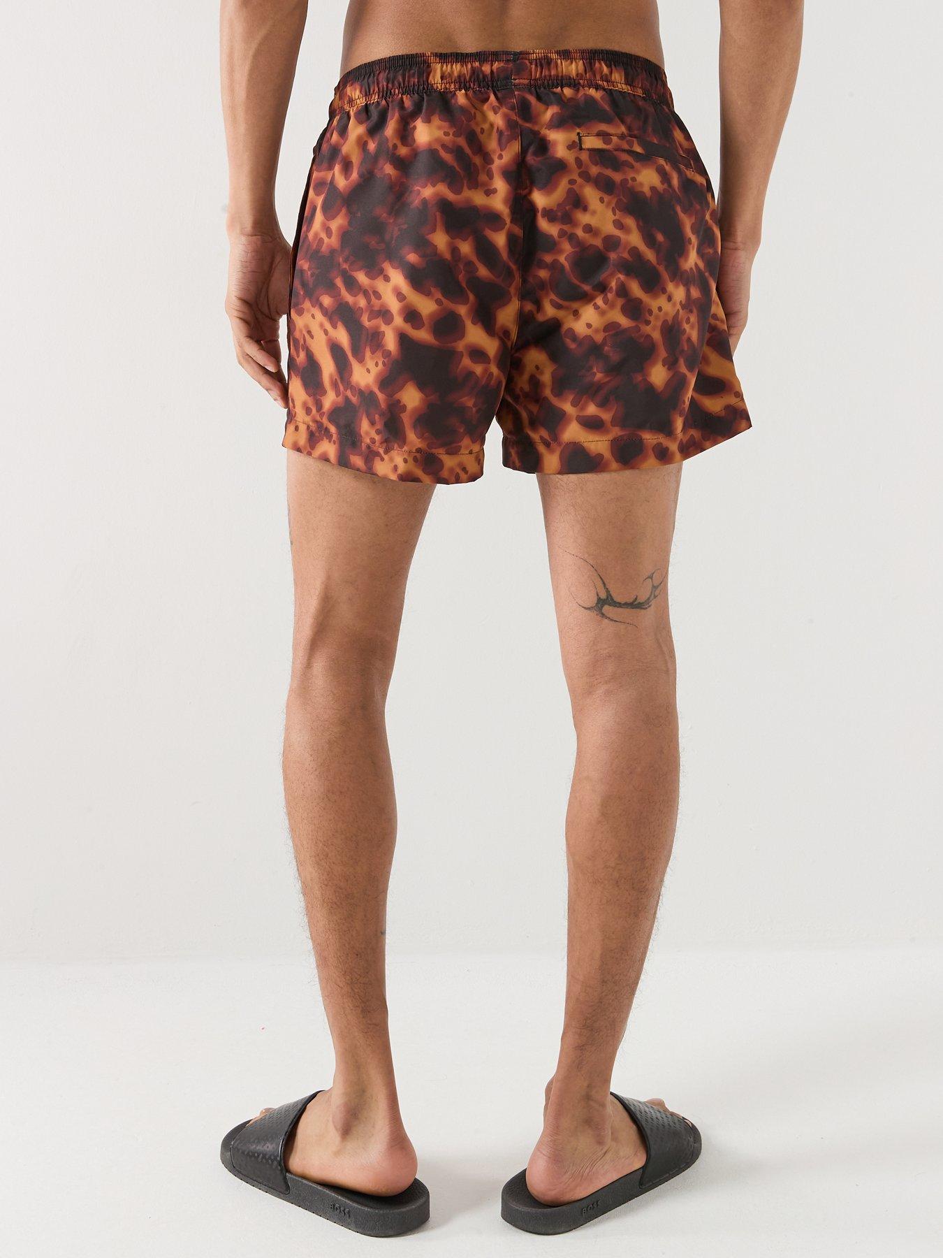 Image 2 of 5 of HUGO Kaleo Tortoise Shell Printed Swim Shorts - Brown