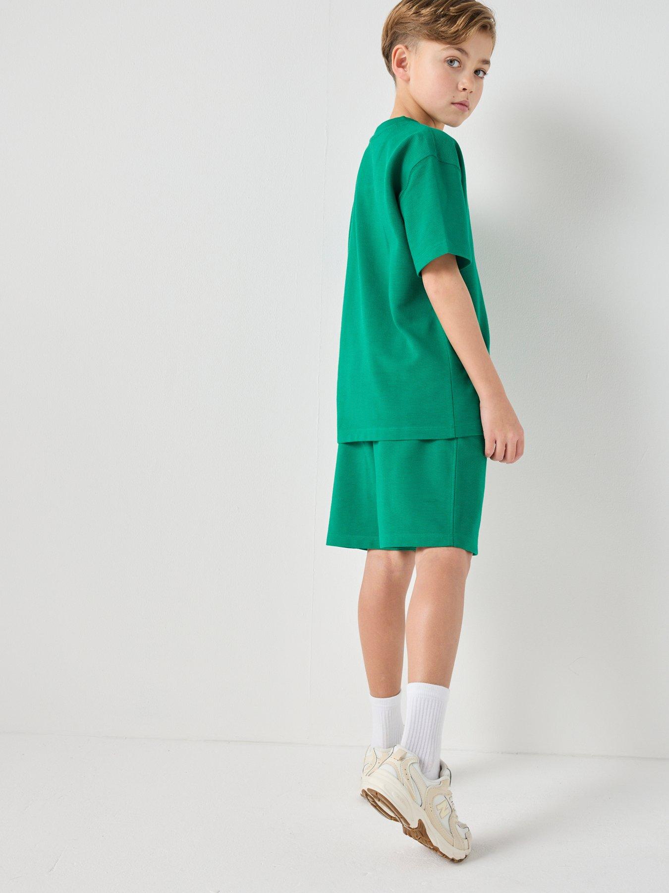 Image 2 of 6 of Calvin Klein Jeans Boys Ottoman Short Sleeve T-Shirt And Short Set - Green
