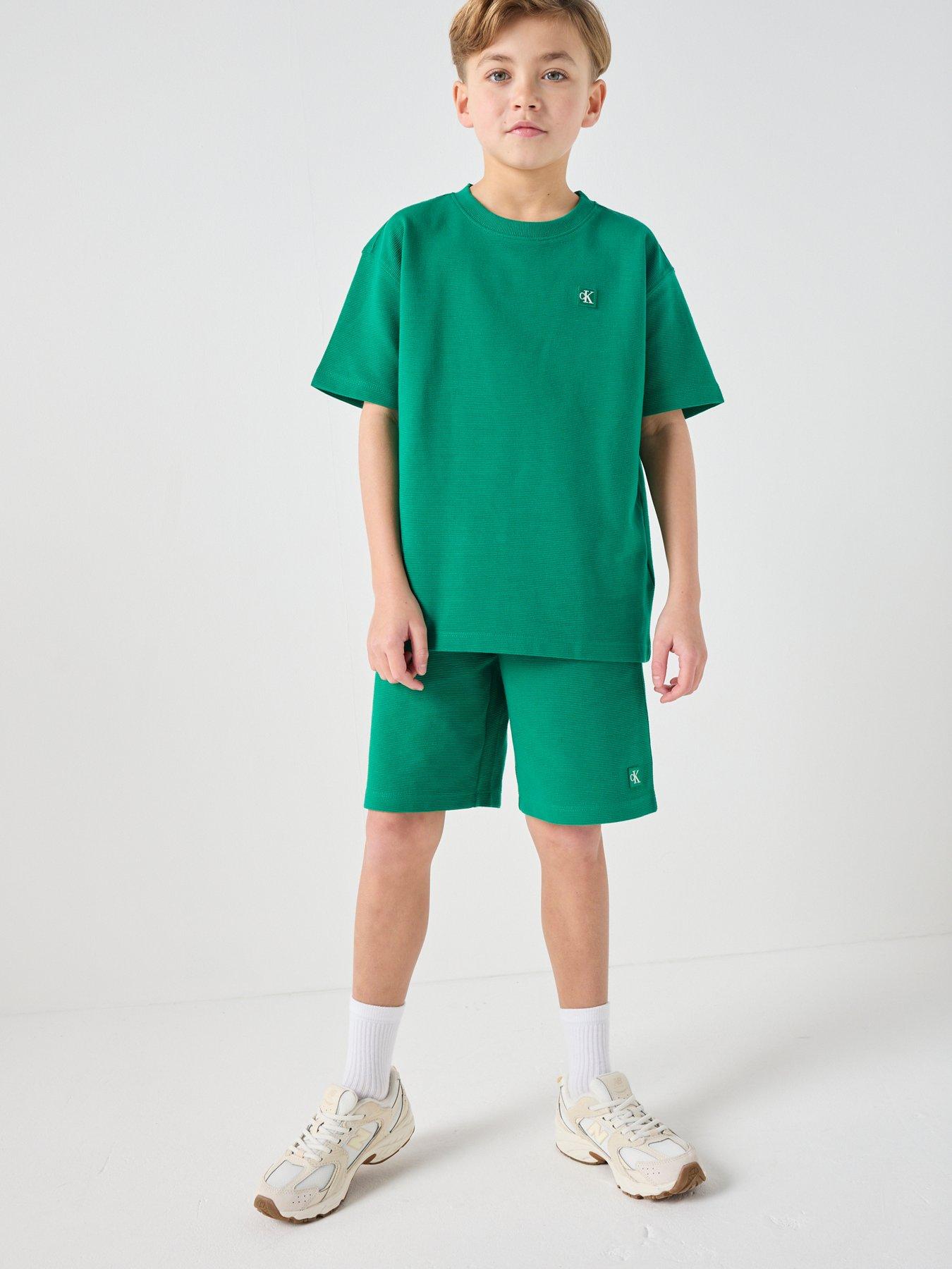 Image 3 of 6 of Calvin Klein Jeans Boys Ottoman Short Sleeve T-Shirt And Short Set - Green