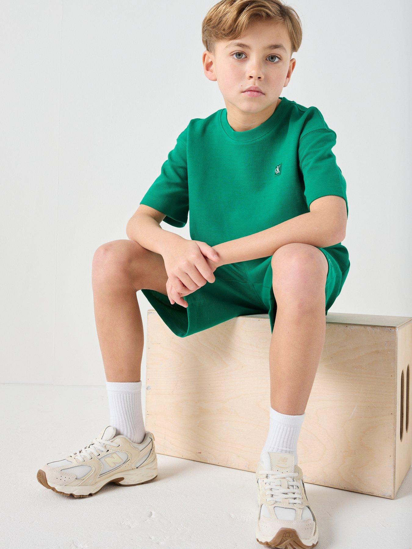 Image 4 of 6 of Calvin Klein Jeans Boys Ottoman Short Sleeve T-Shirt And Short Set - Green