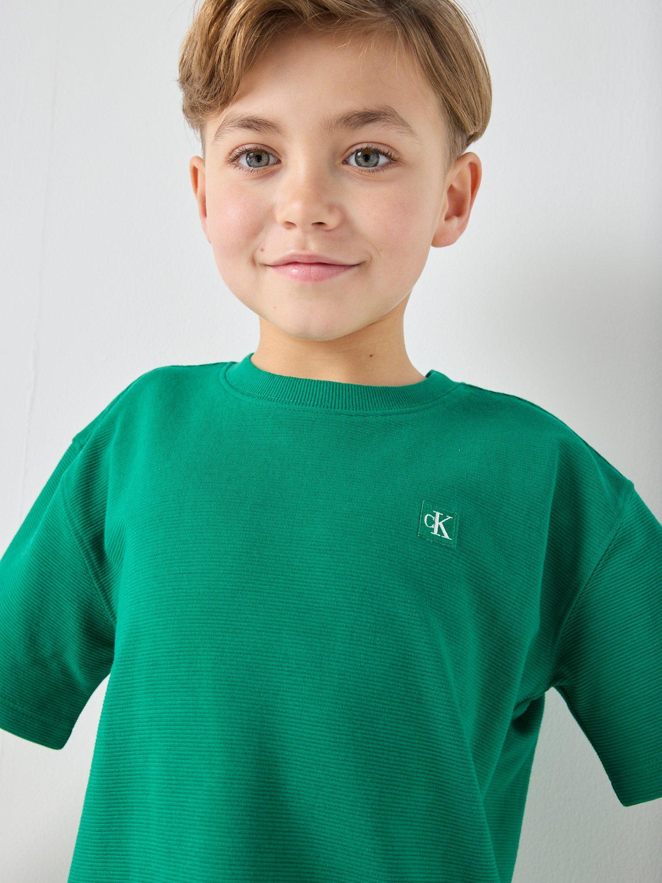 Image 5 of 6 of Calvin Klein Jeans Boys Ottoman Short Sleeve T-Shirt And Short Set - Green