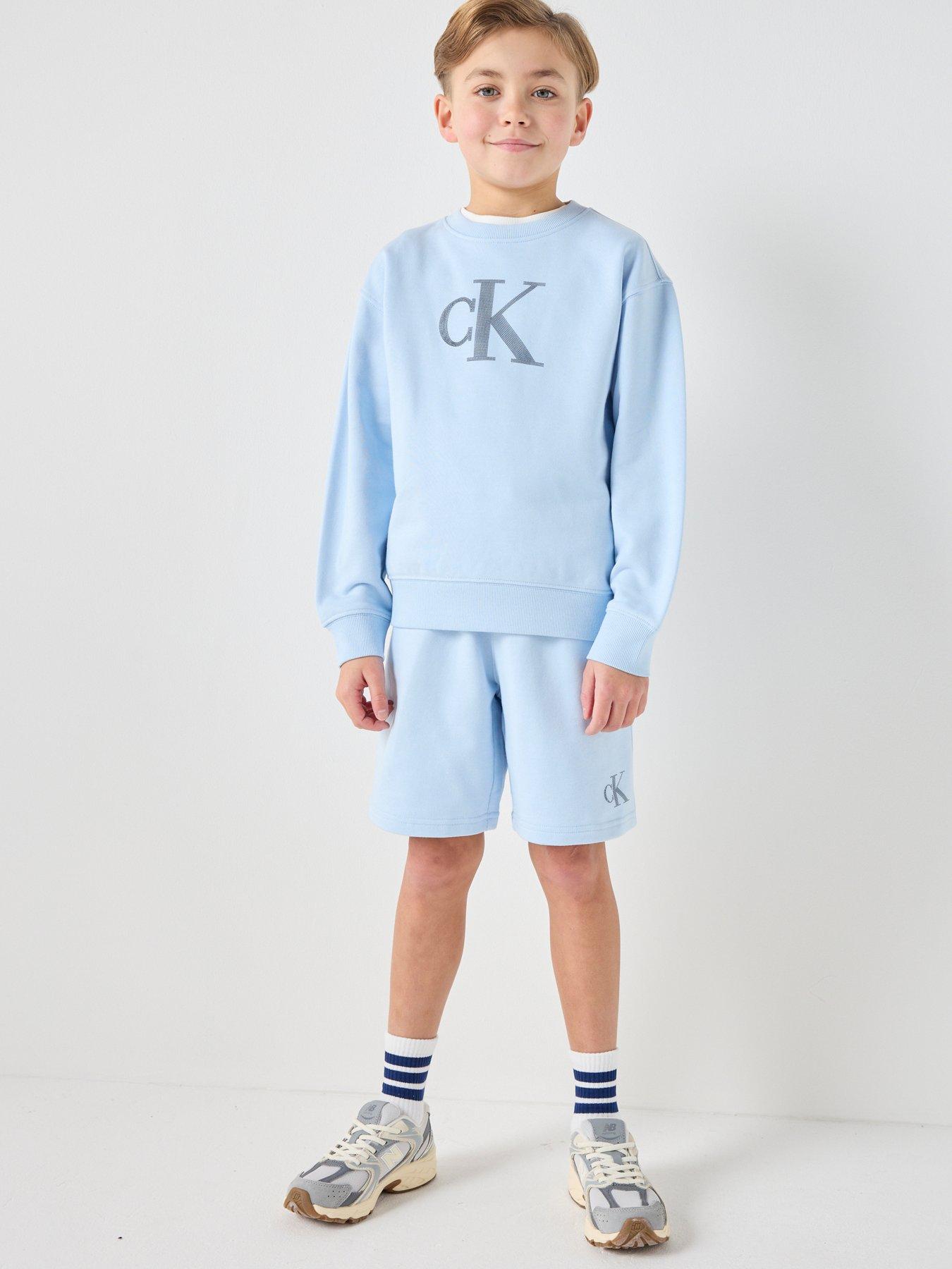 calvin-klein-jeans-boys-crew-neck-sweatshirt-and-short-set-blue