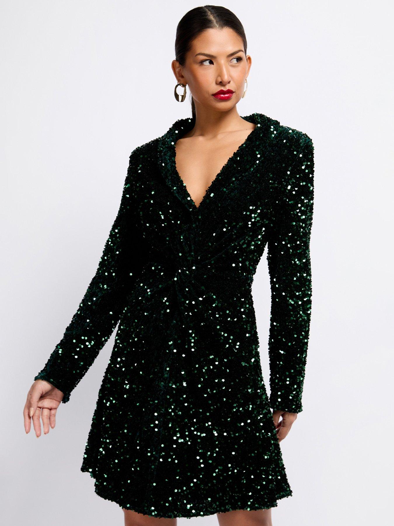  image of little-mistress-sequin-velvet-mini-dress-green