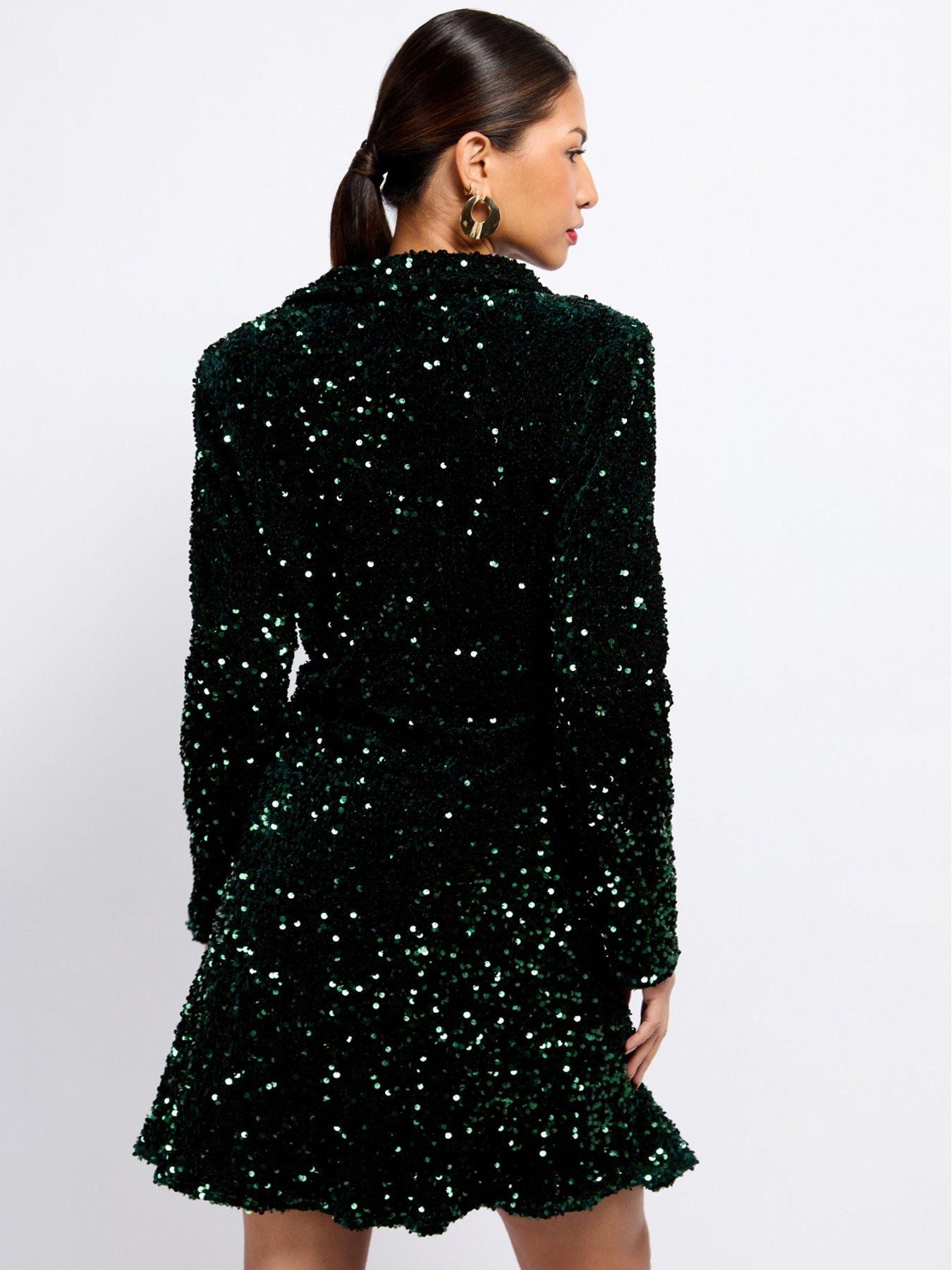 image of little-mistress-sequin-velvet-mini-dress-green